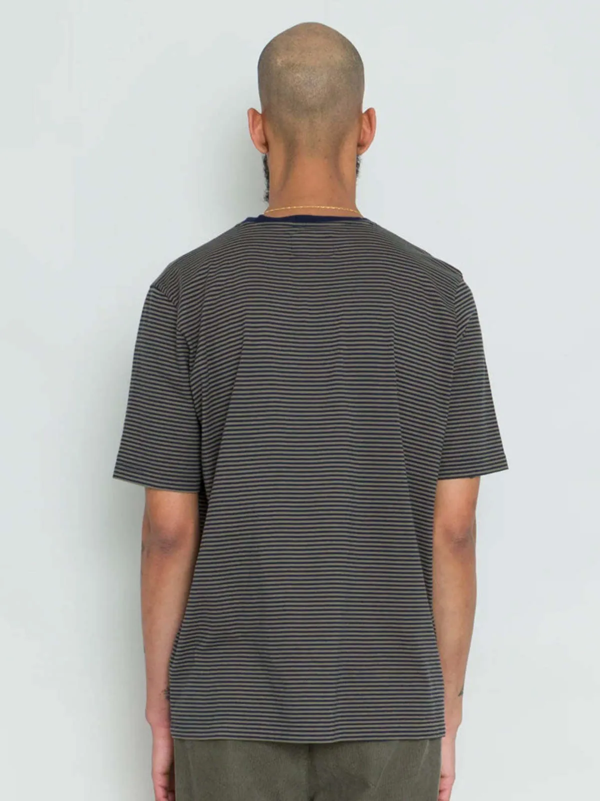 Folk 1x1 Stripe Tee - Navy/Sage