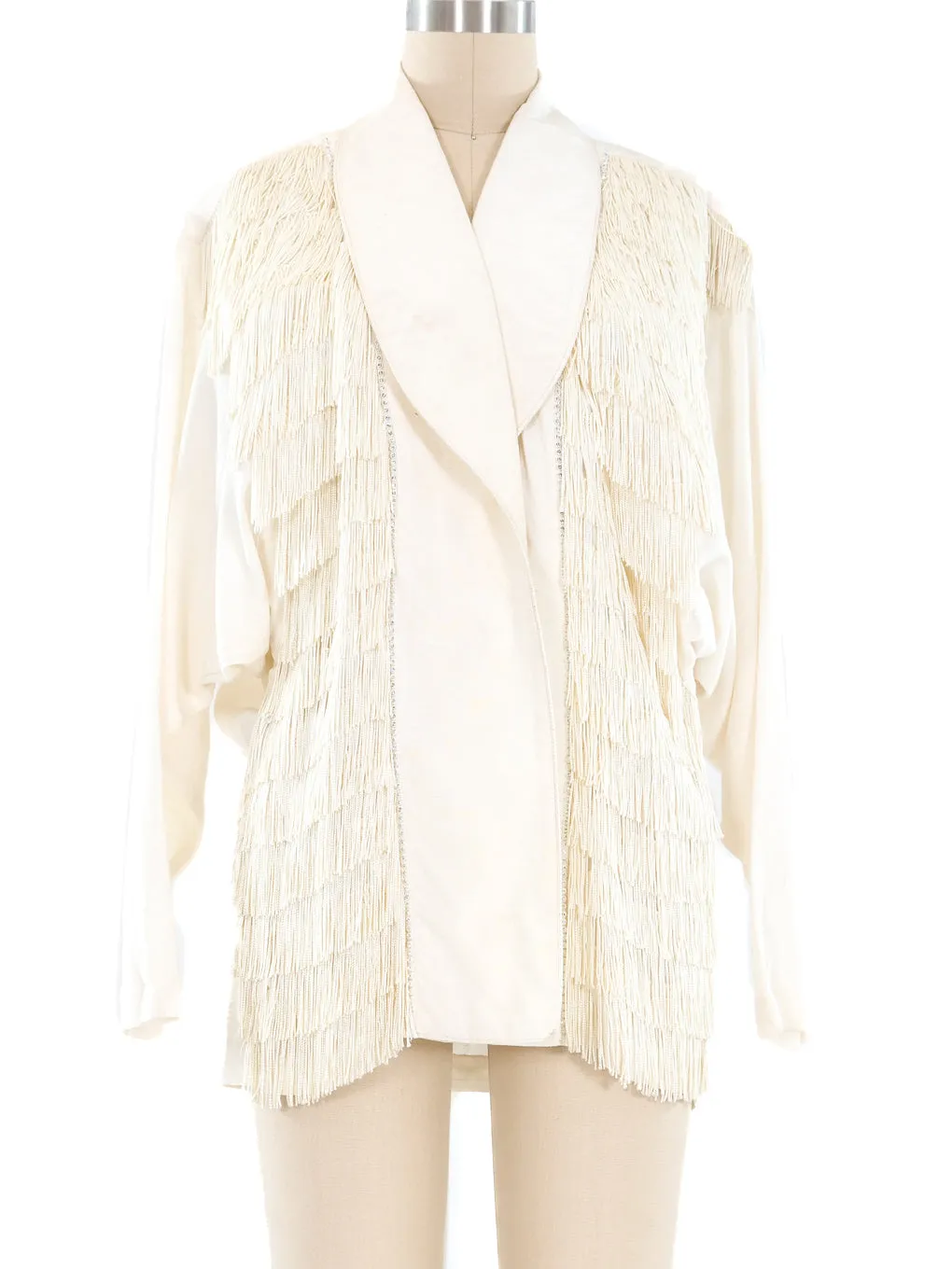 Fringed Trimmed Ivory Jacket