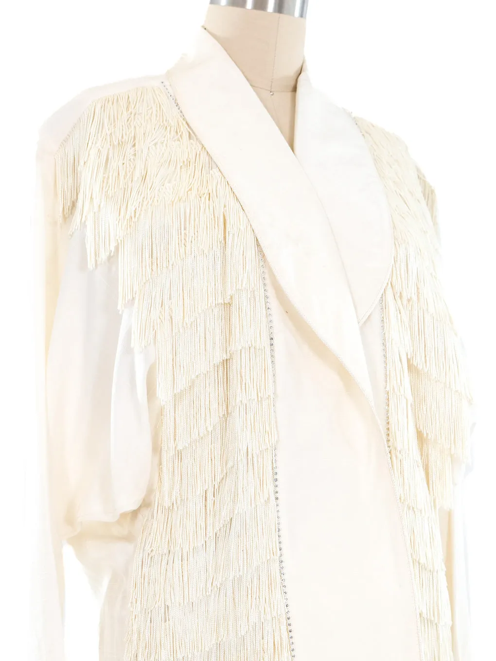 Fringed Trimmed Ivory Jacket