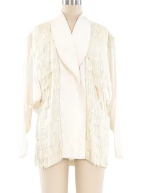 Fringed Trimmed Ivory Jacket