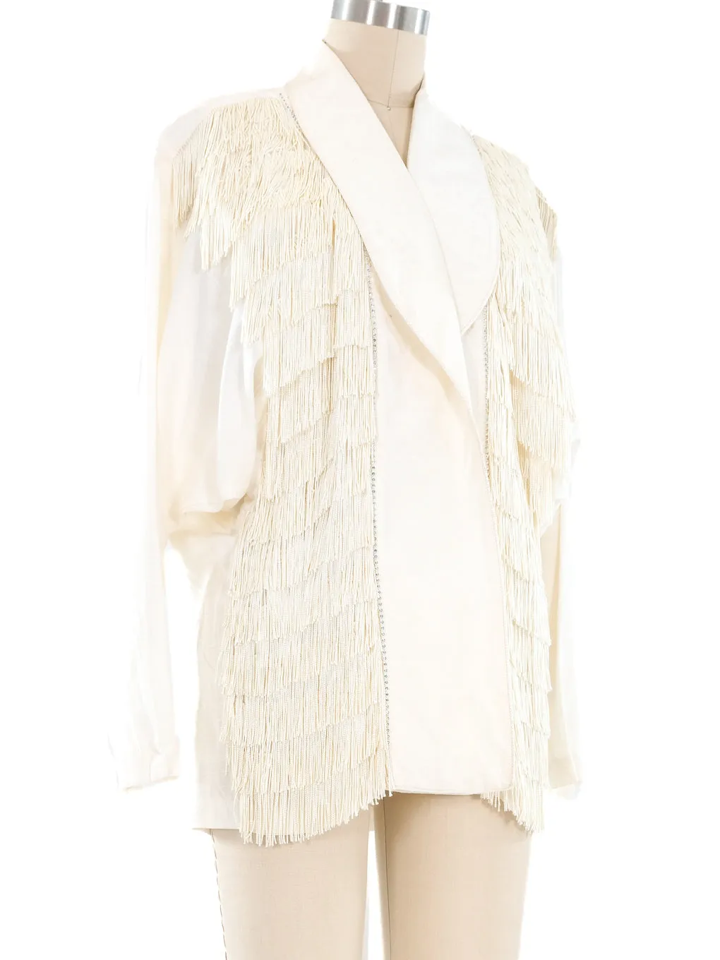 Fringed Trimmed Ivory Jacket