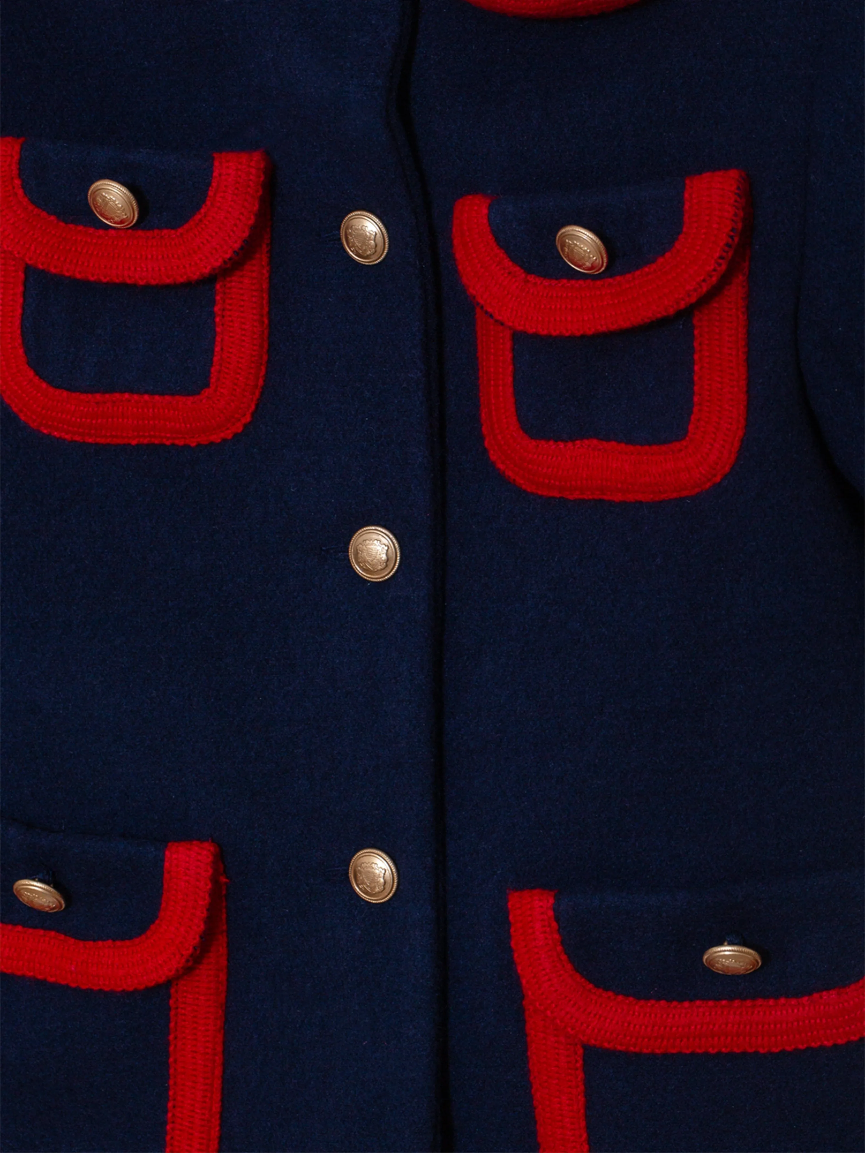 Girls Felted Coat in Navy