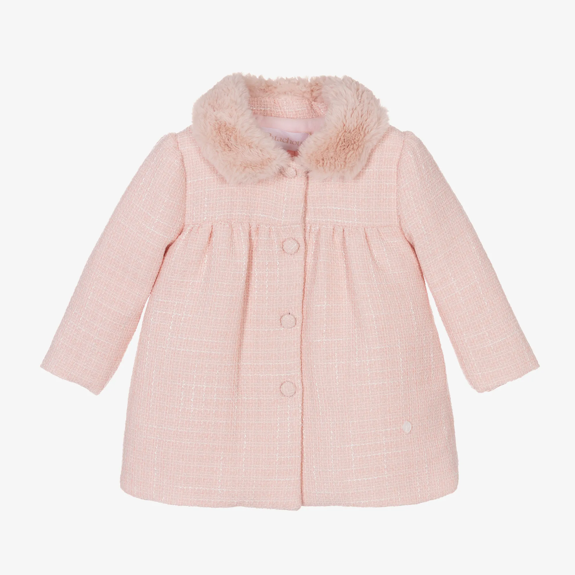 Girls Pink Tweed Coat