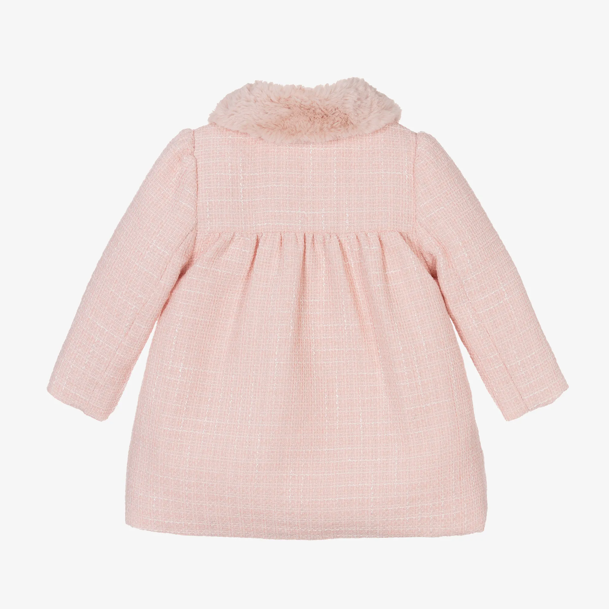 Girls Pink Tweed Coat