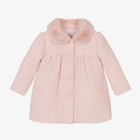 Girls Pink Tweed Coat