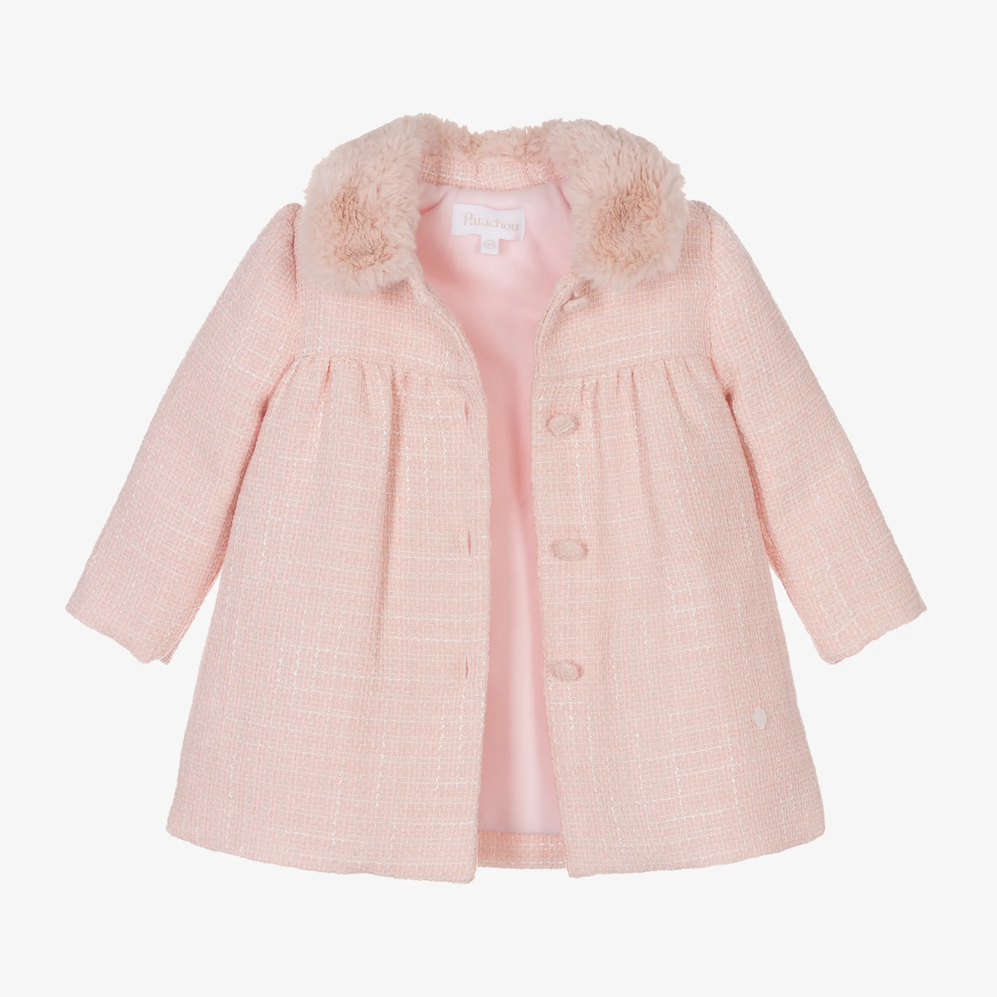 Girls Pink Tweed Coat