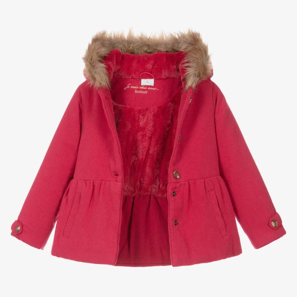 Girls Red Hooded Coat