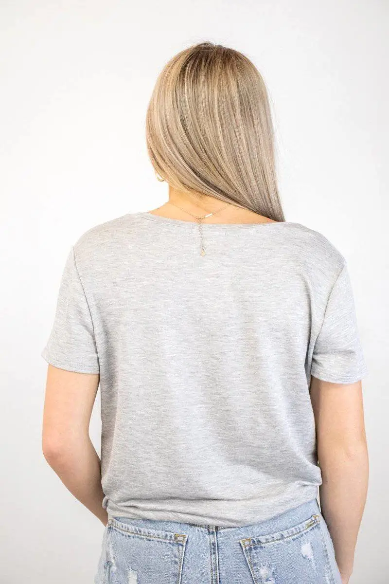 Grey V-Neck Pocket Tee