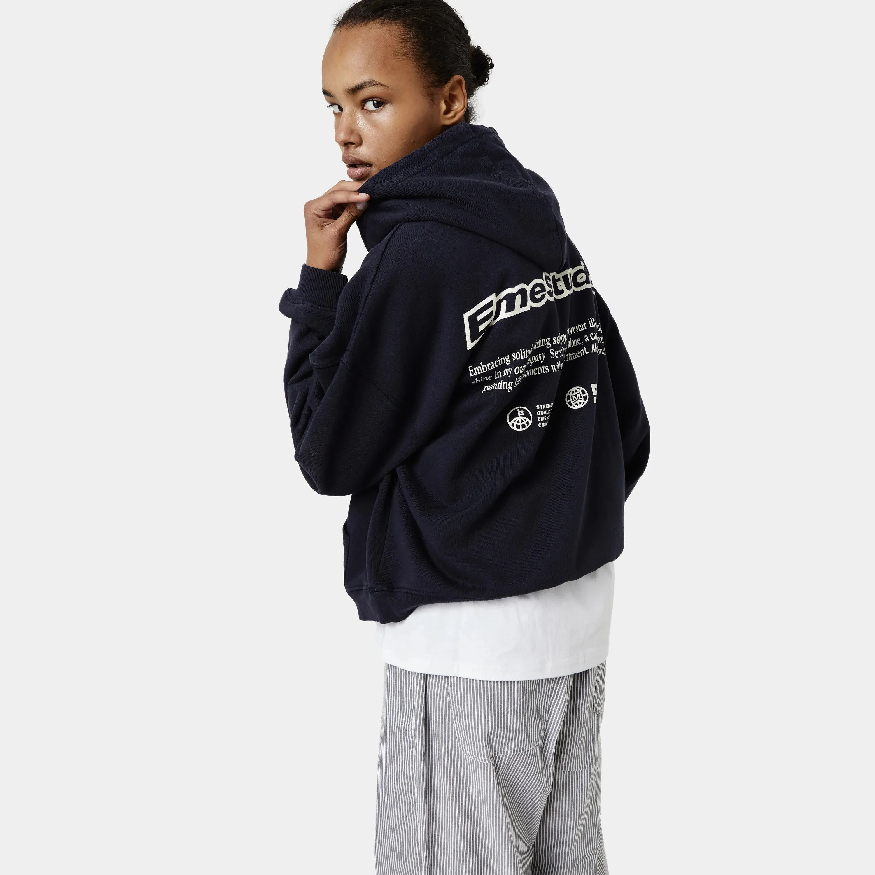 Grin Dark Navy Oversized Hoodie