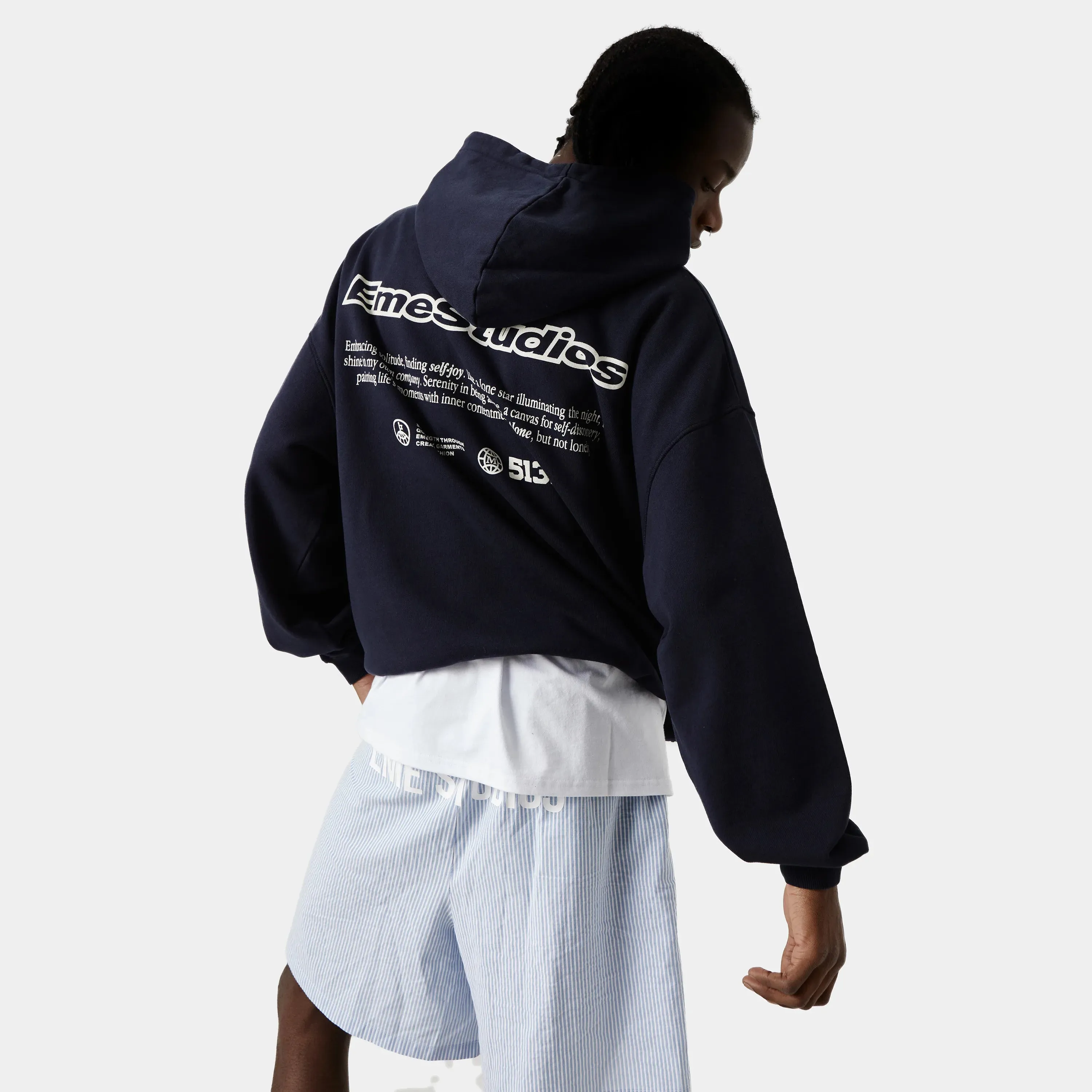 Grin Dark Navy Oversized Hoodie