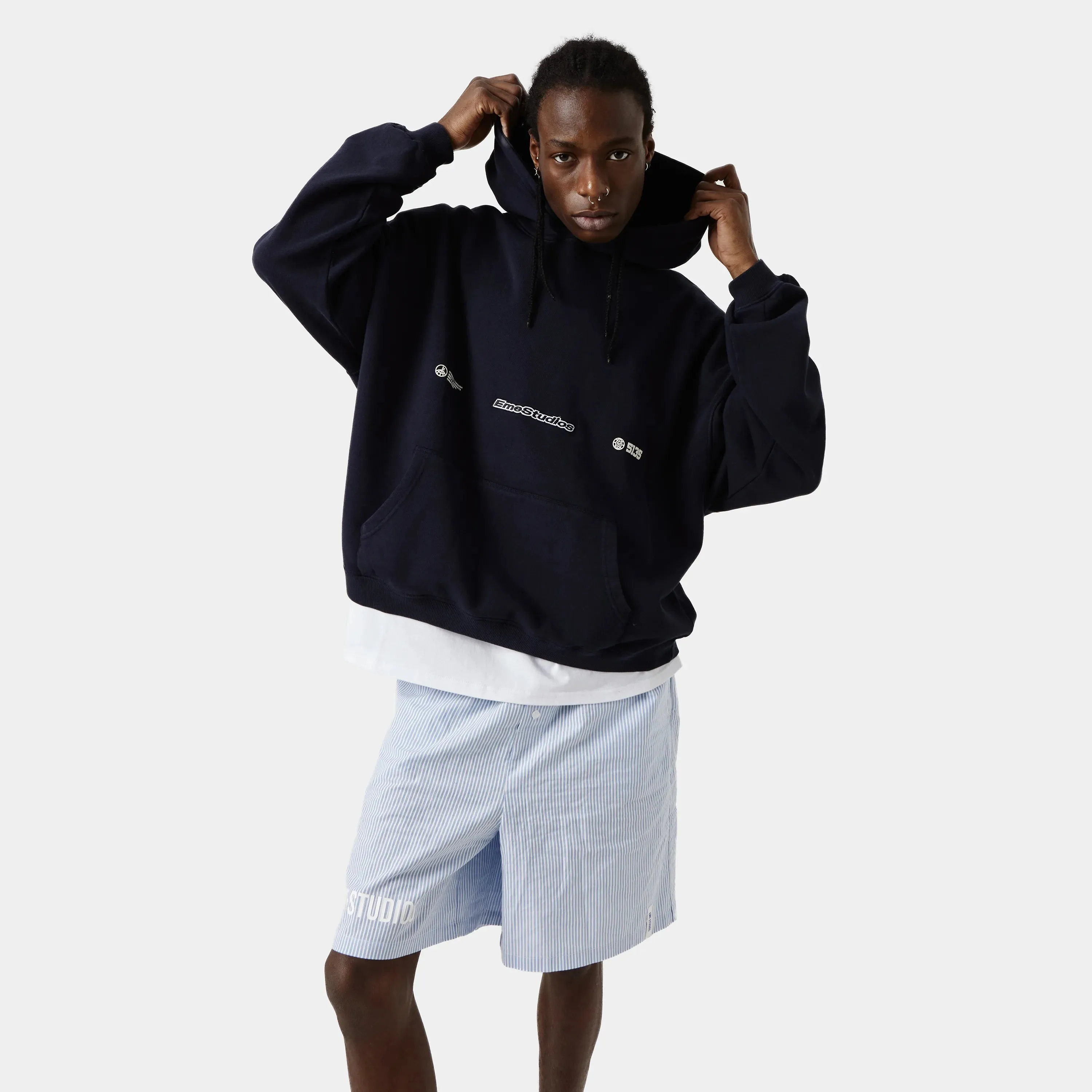 Grin Dark Navy Oversized Hoodie