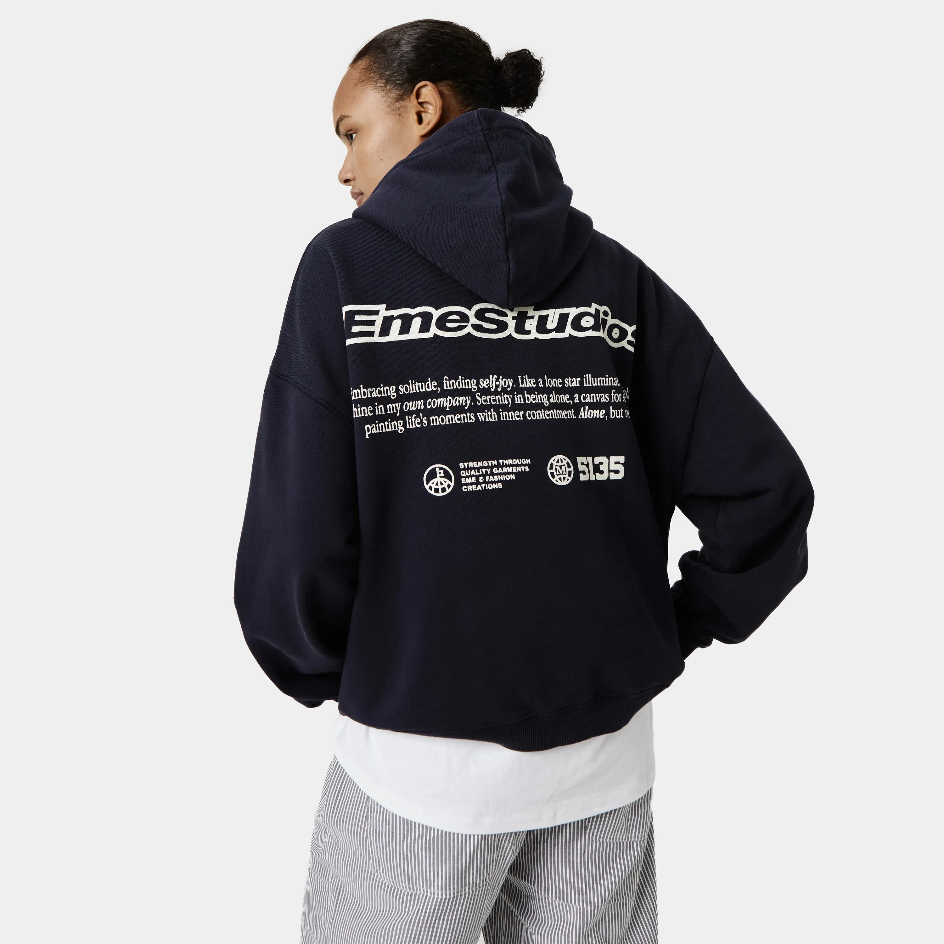 Grin Dark Navy Oversized Hoodie