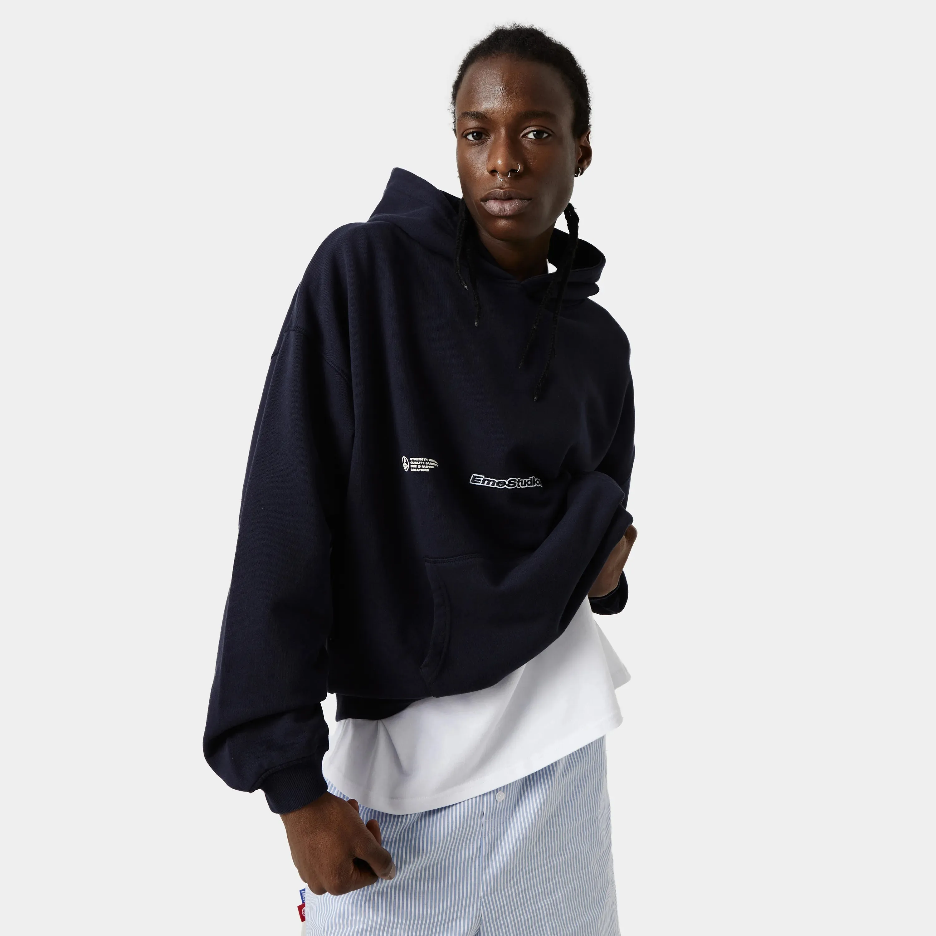 Grin Dark Navy Oversized Hoodie