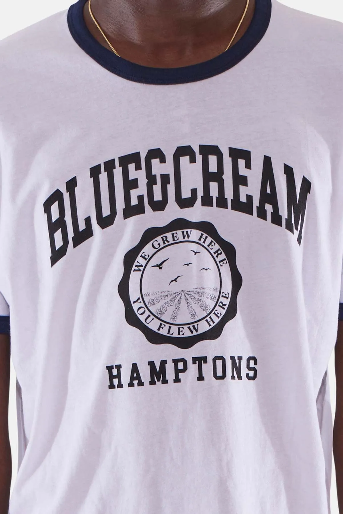 Hamptons Been Here Forever Ringer Tee - White/Navy