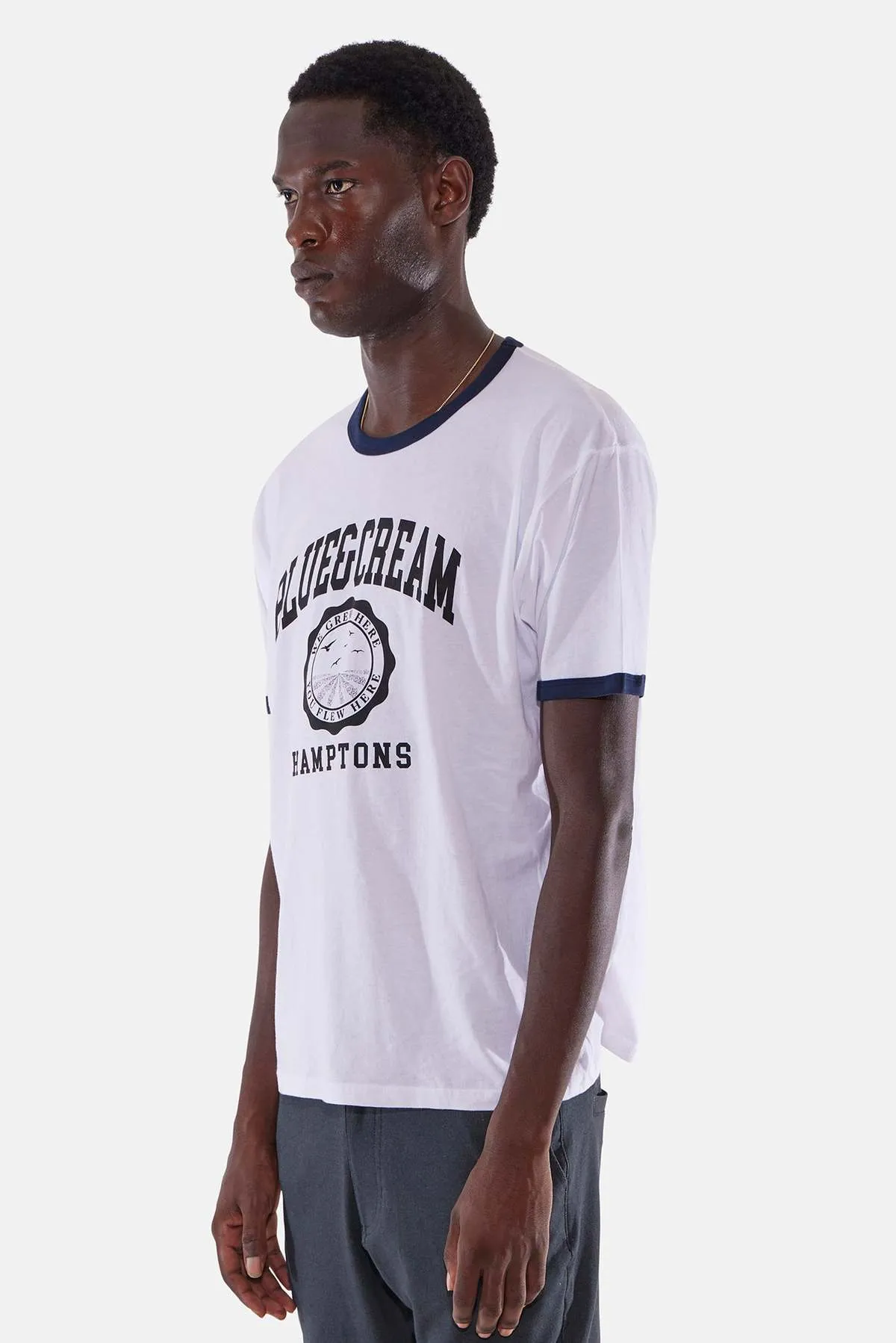 Hamptons Been Here Forever Ringer Tee - White/Navy