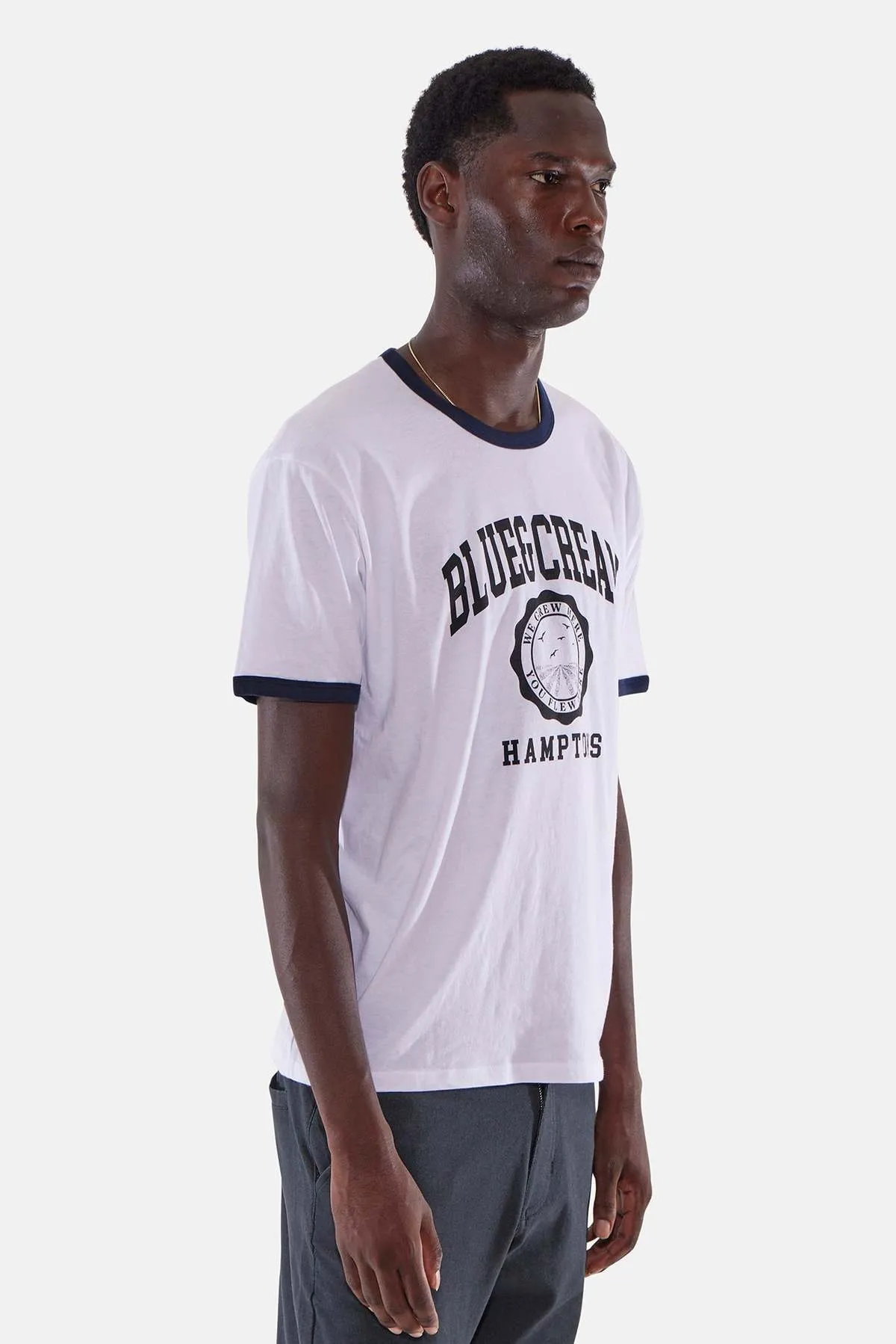 Hamptons Been Here Forever Ringer Tee - White/Navy