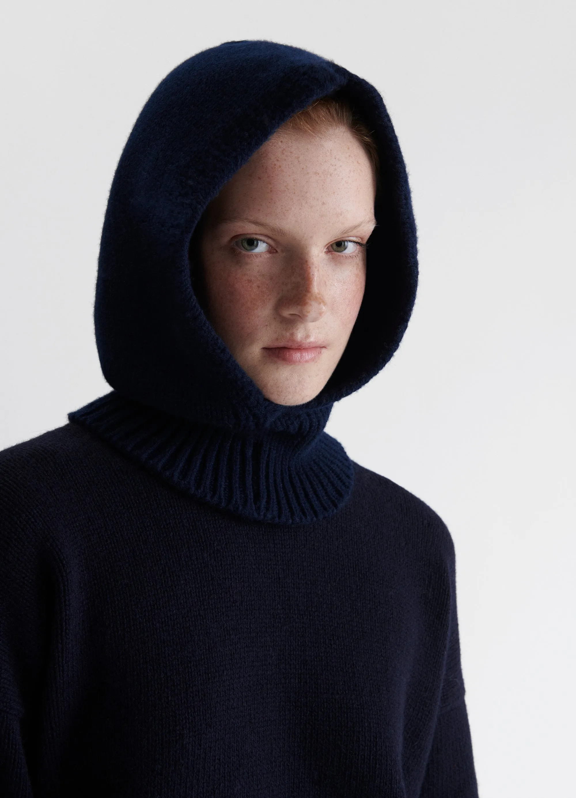 Hand Knit Geelong Hood in Navy