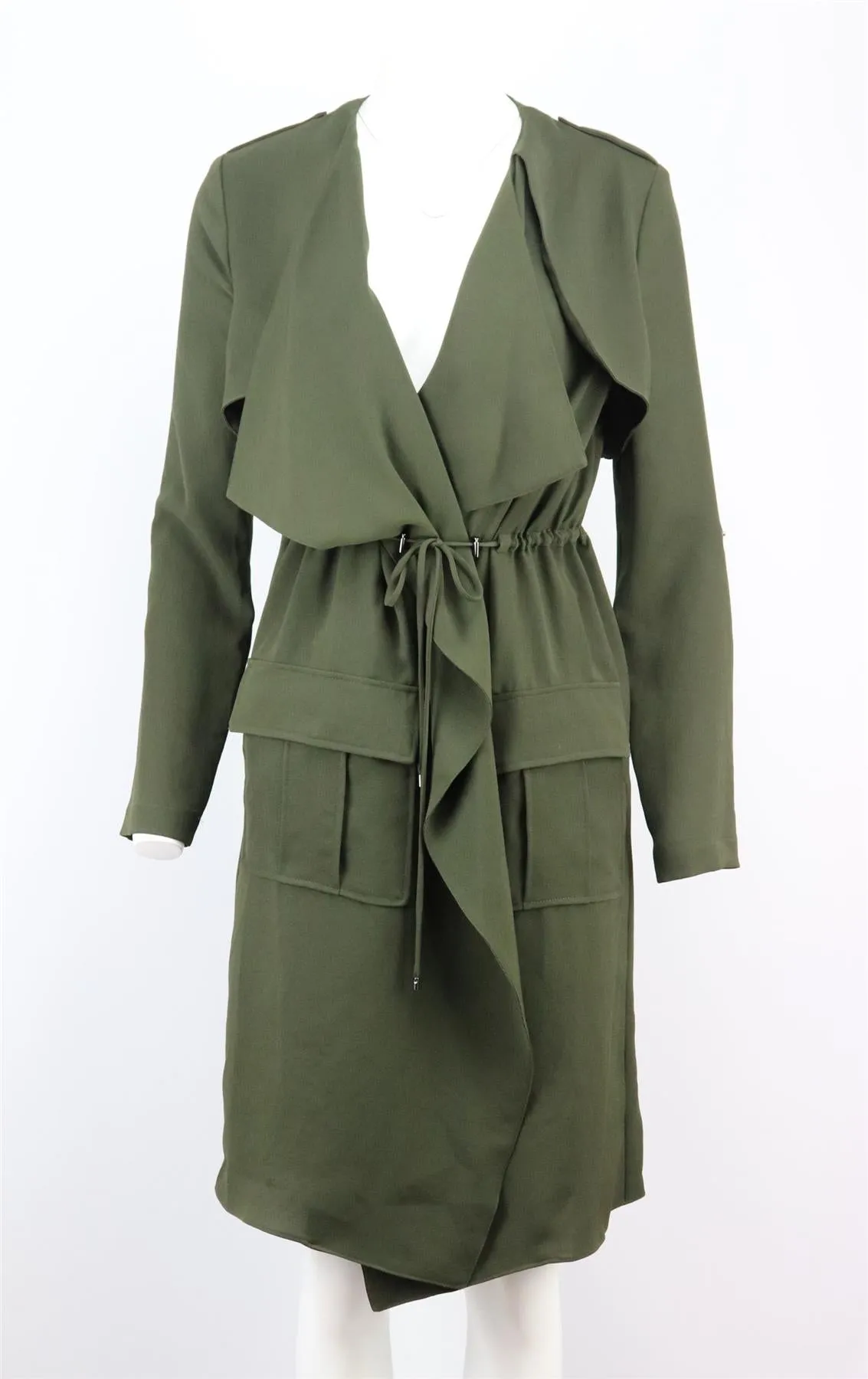 HAUTE HIPPIE ASYMMETRIC WOVEN TRENCH COAT SMALL