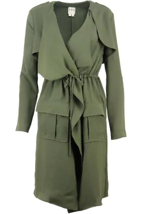 HAUTE HIPPIE ASYMMETRIC WOVEN TRENCH COAT SMALL