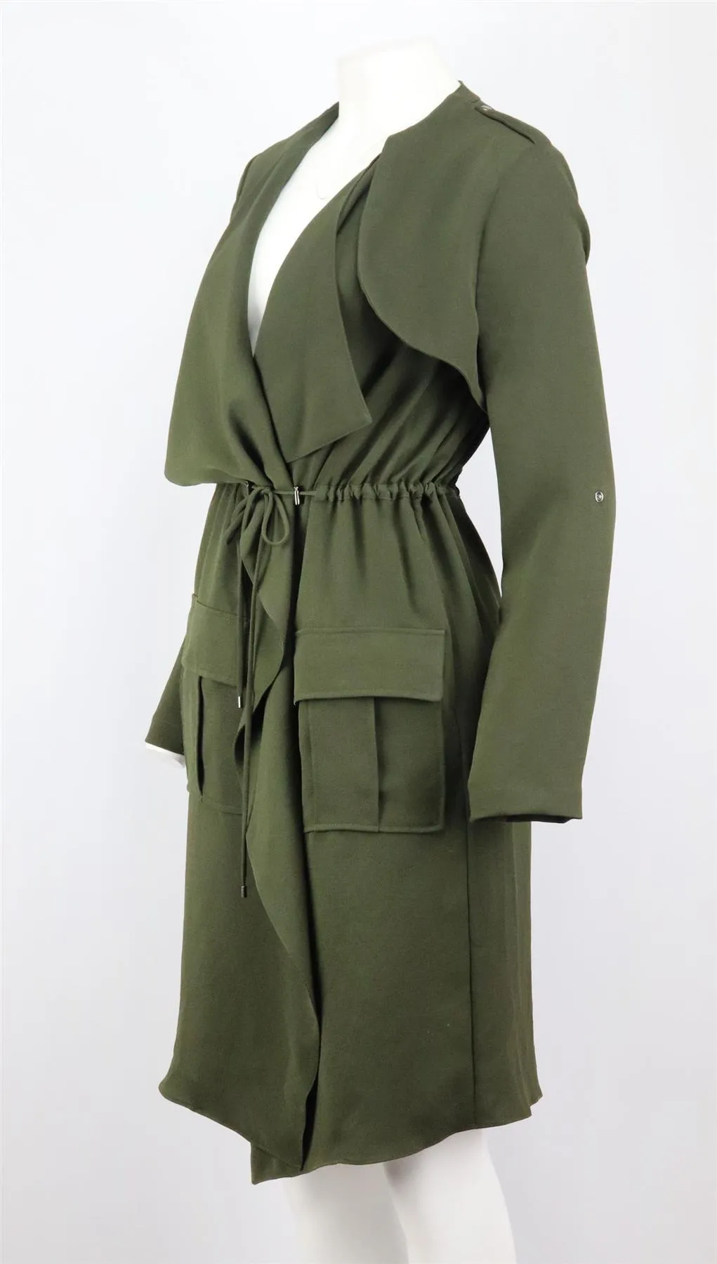 HAUTE HIPPIE ASYMMETRIC WOVEN TRENCH COAT SMALL