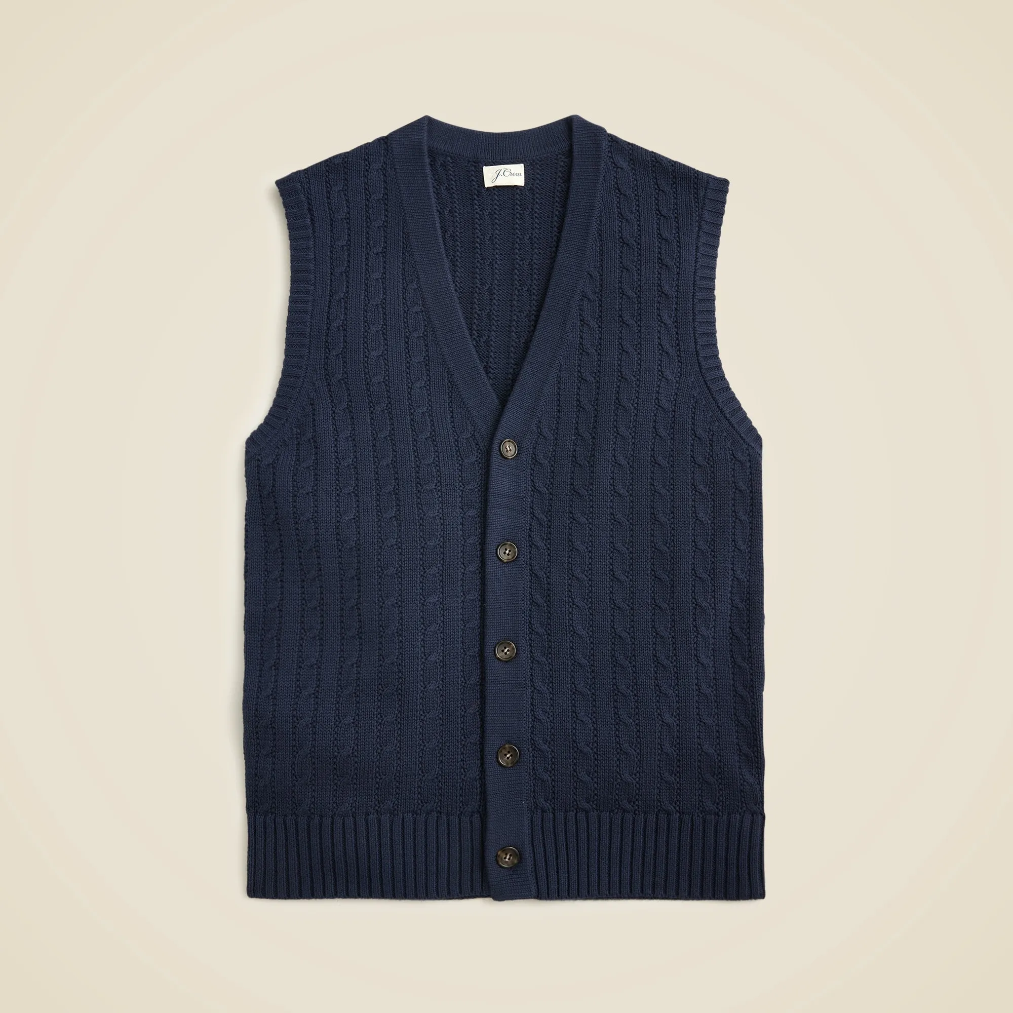 Heritage cotton cable cardigan sweater-vest