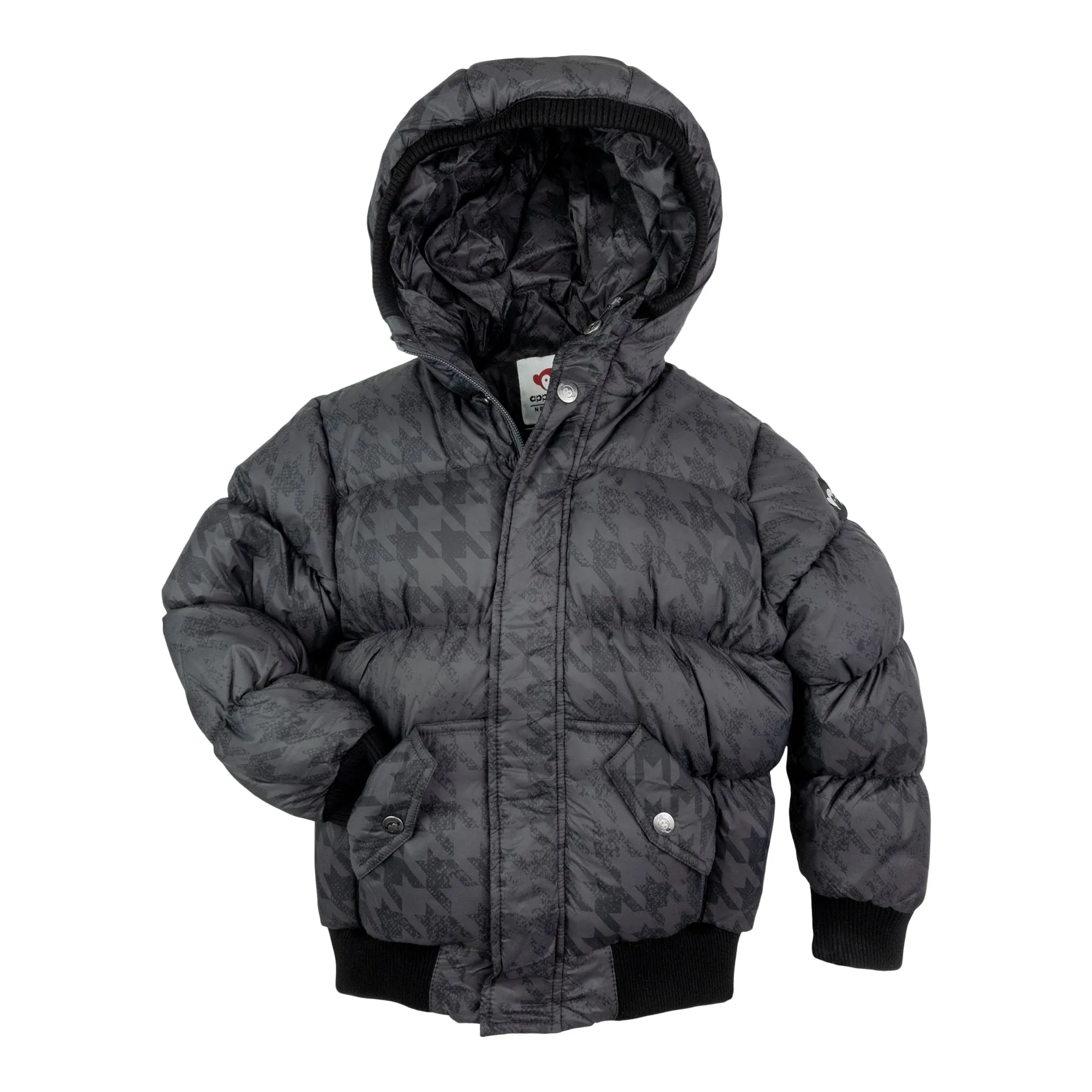 Houndstooth Puffy Coat