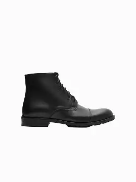 Lace-Up Men's Corn Leather Vegan Ankle Boots | Black