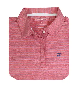 Ladies Albatross Polo - Heather Coral w/ Regatta Pinstripes