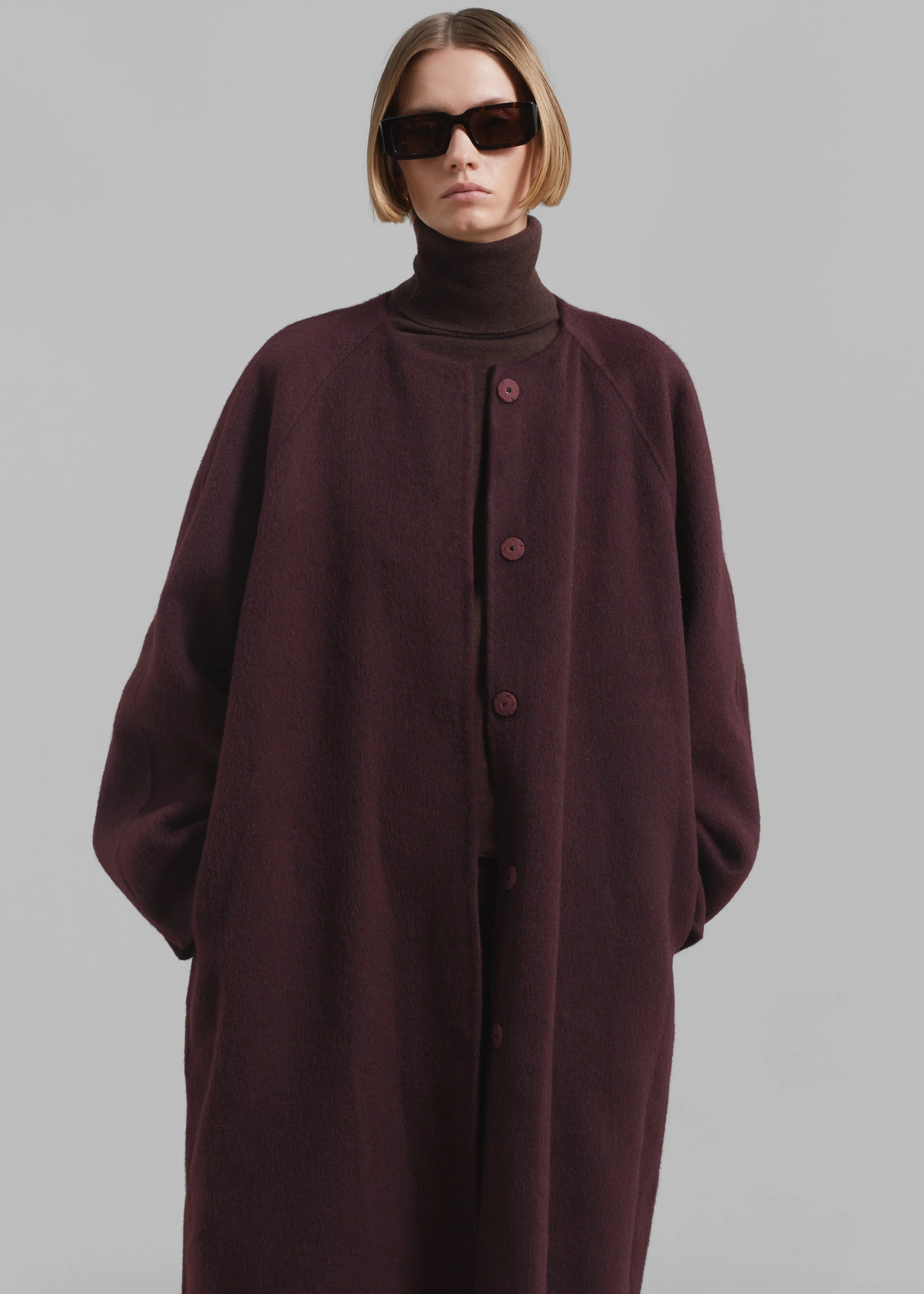 Leon Wool Coat - Burgundy