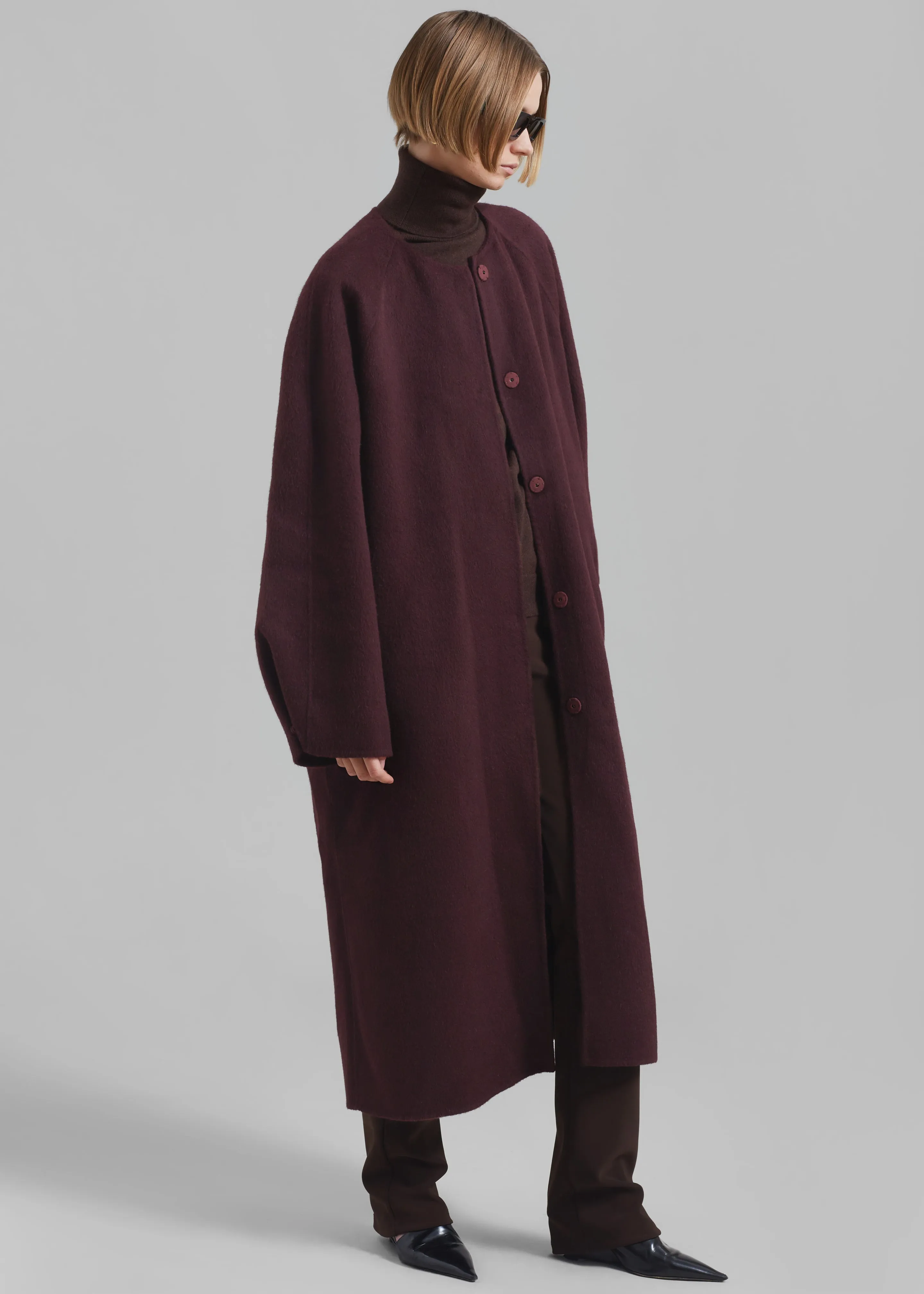 Leon Wool Coat - Burgundy