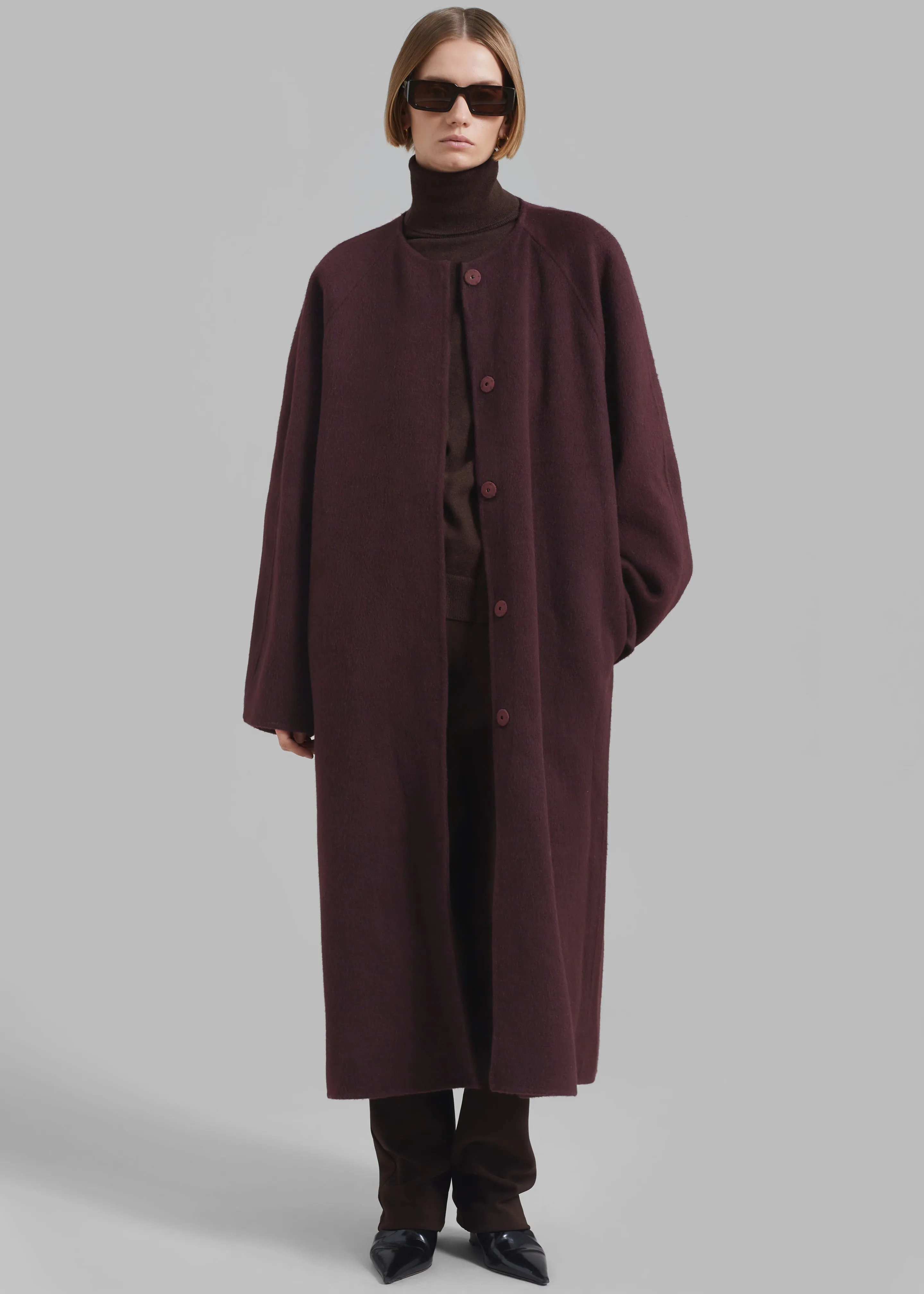 Leon Wool Coat - Burgundy