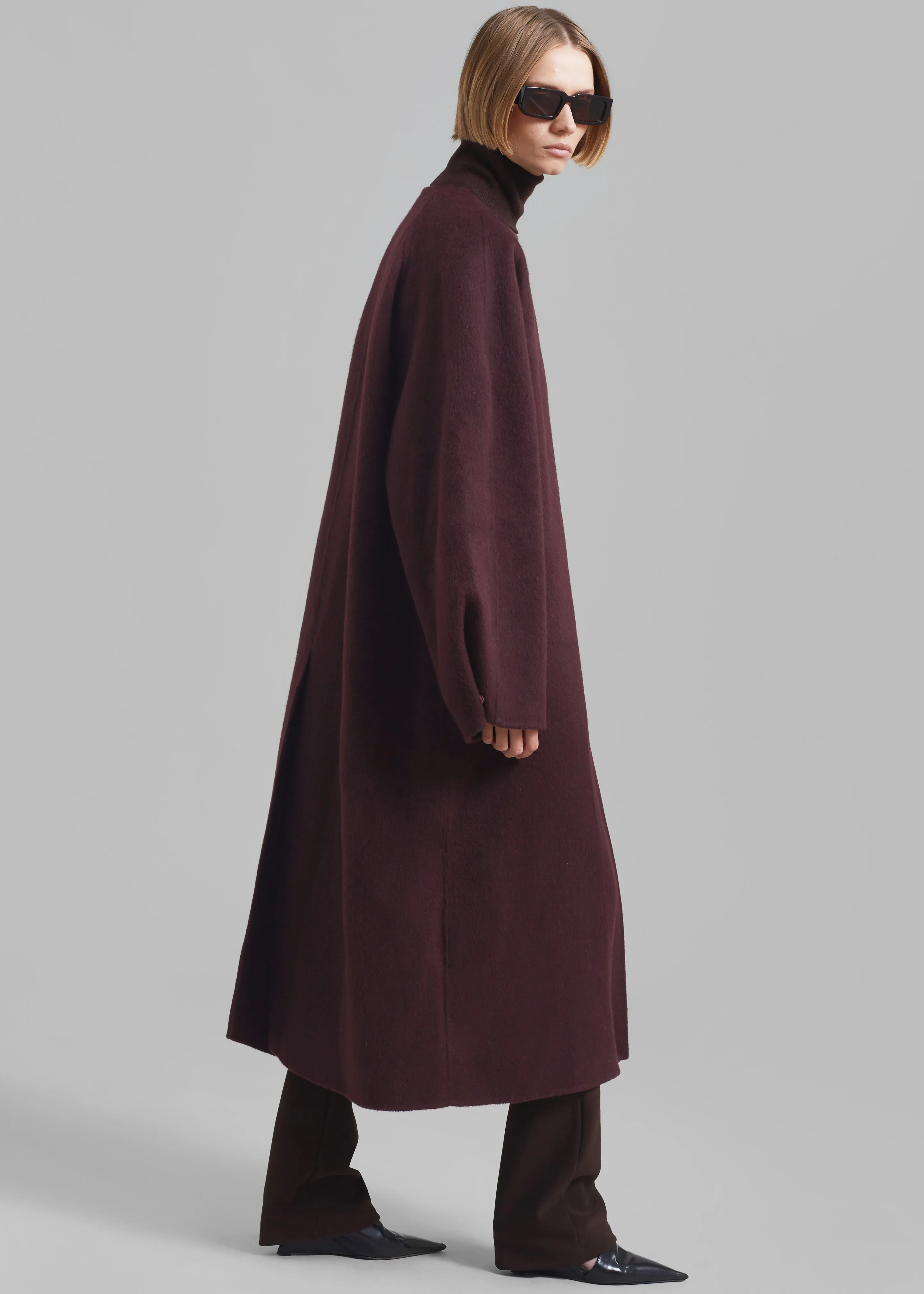 Leon Wool Coat - Burgundy