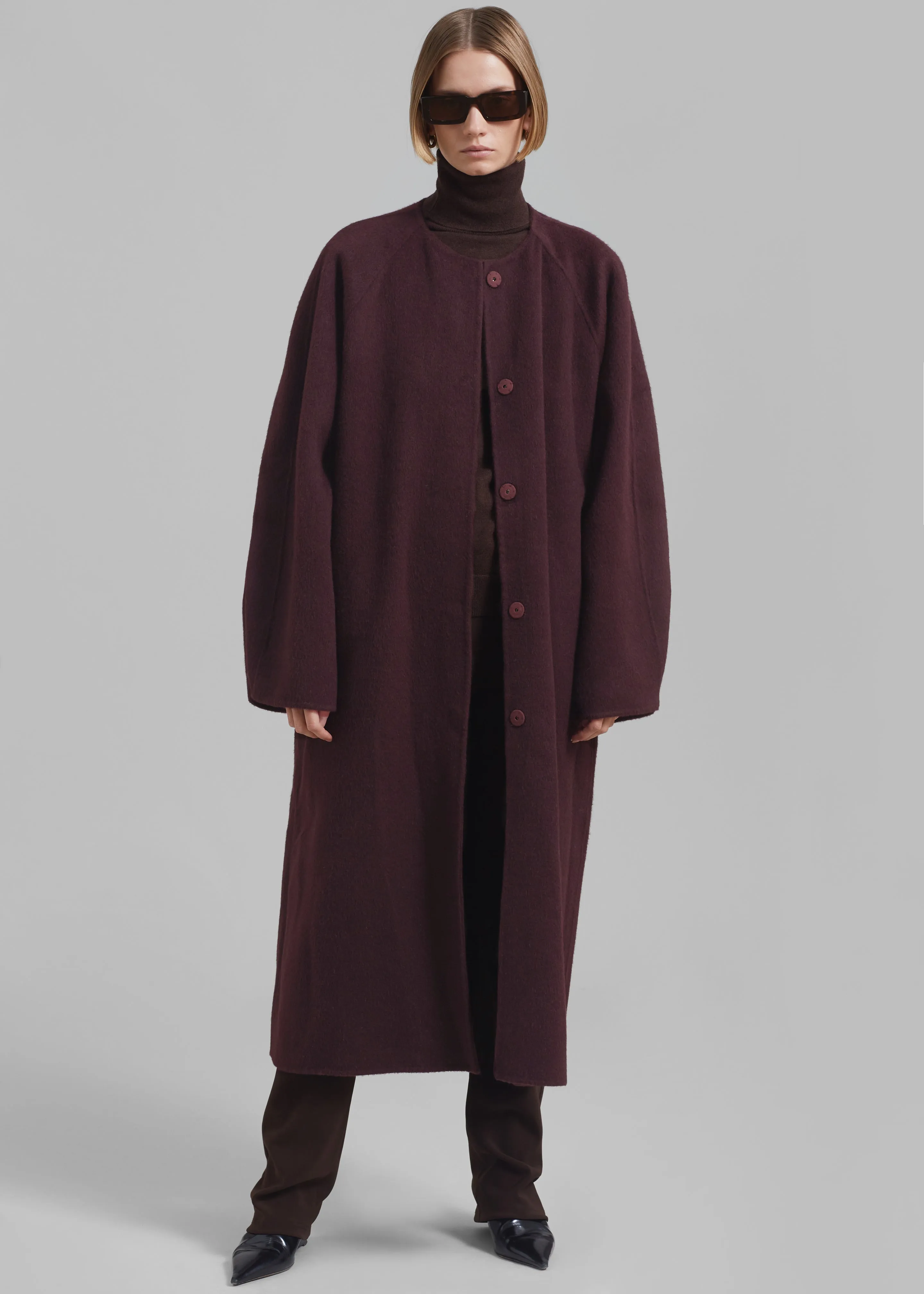 Leon Wool Coat - Burgundy