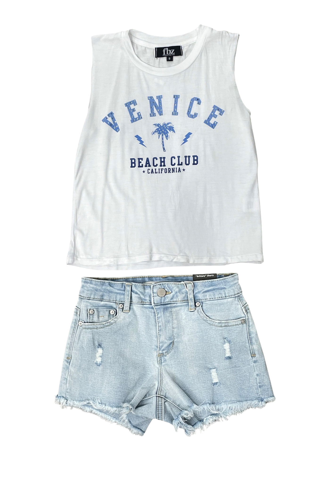 Light Indigo Distressed Brittany Denim Shorts