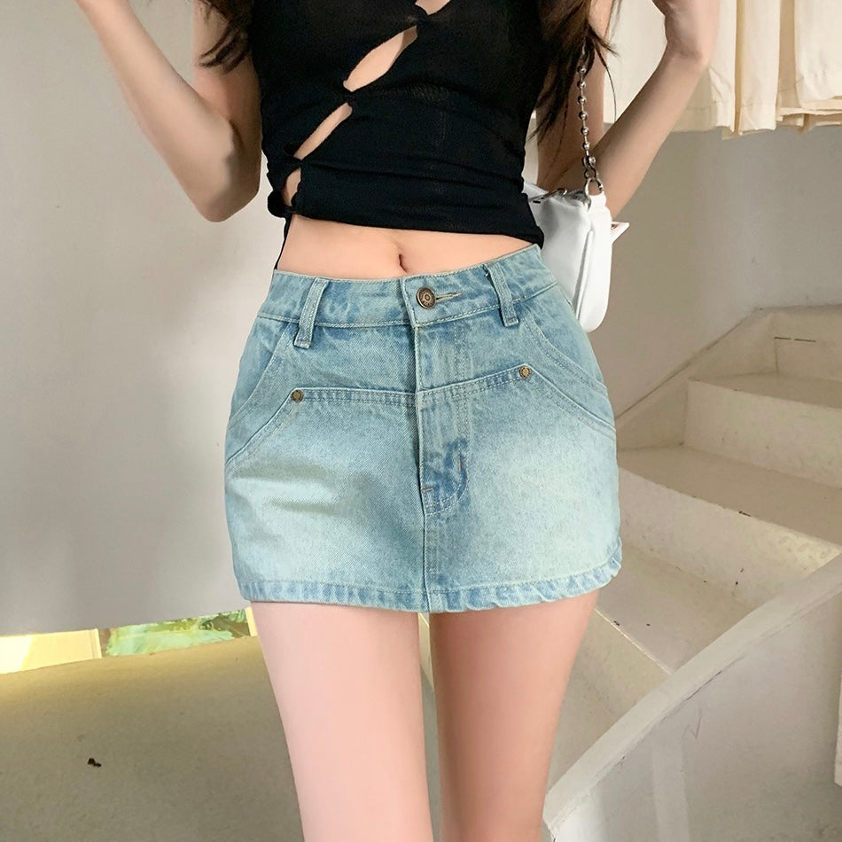 Light Mini Denim Skort