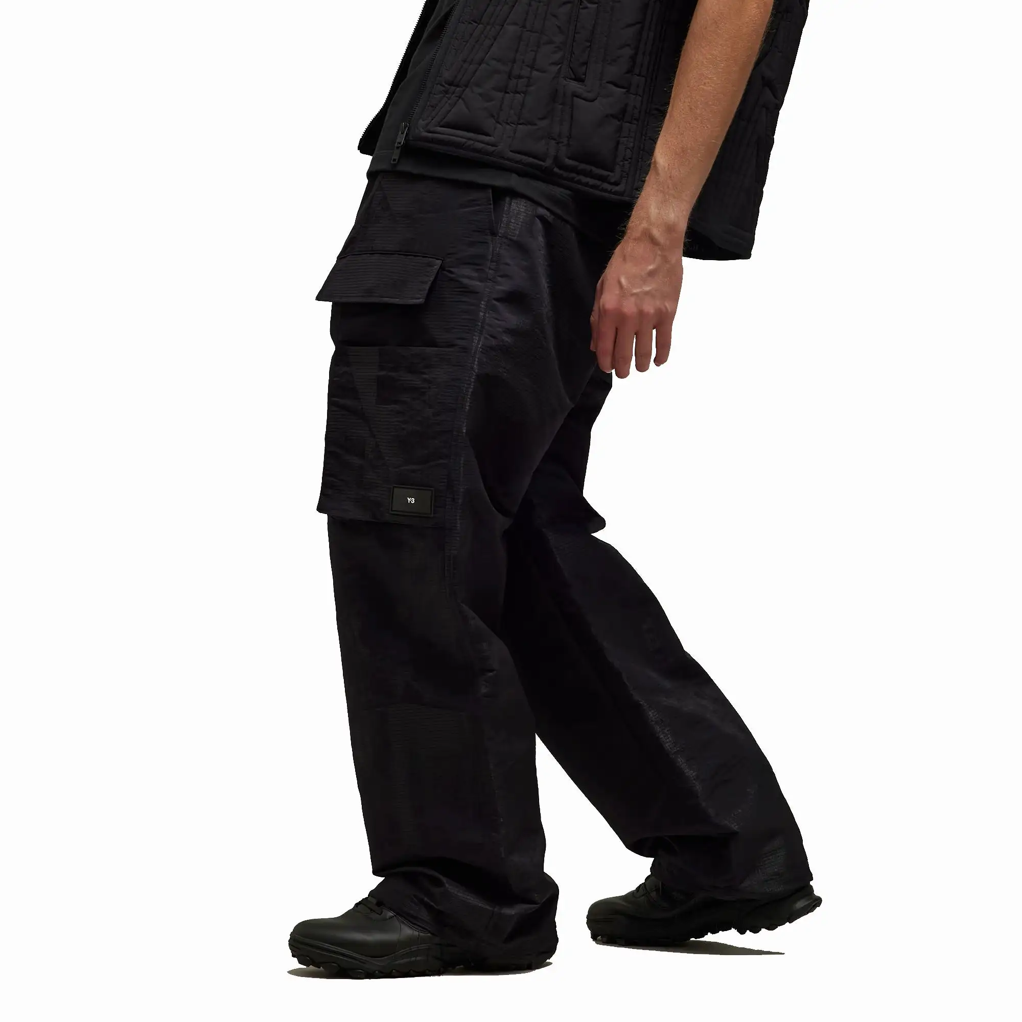 LINED JACQUARD RIPSTOP PANTS 'BLACK'