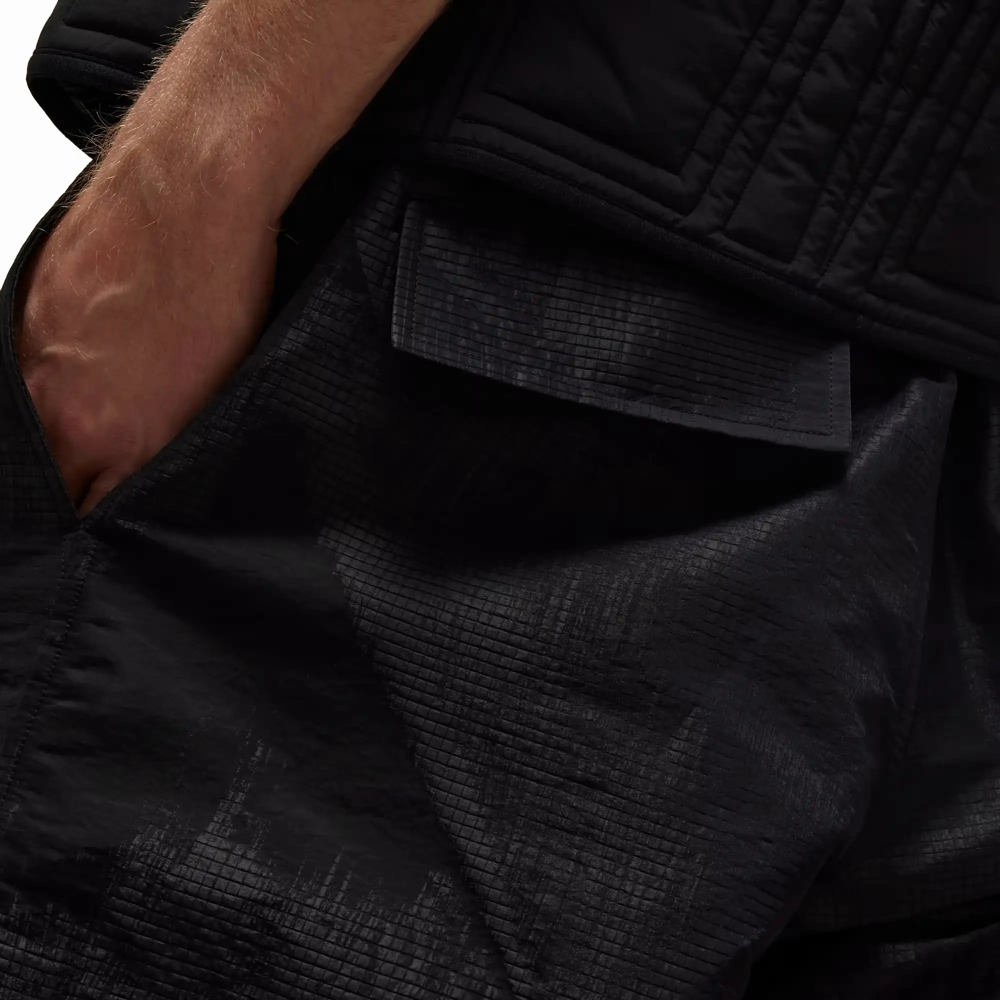 LINED JACQUARD RIPSTOP PANTS 'BLACK'