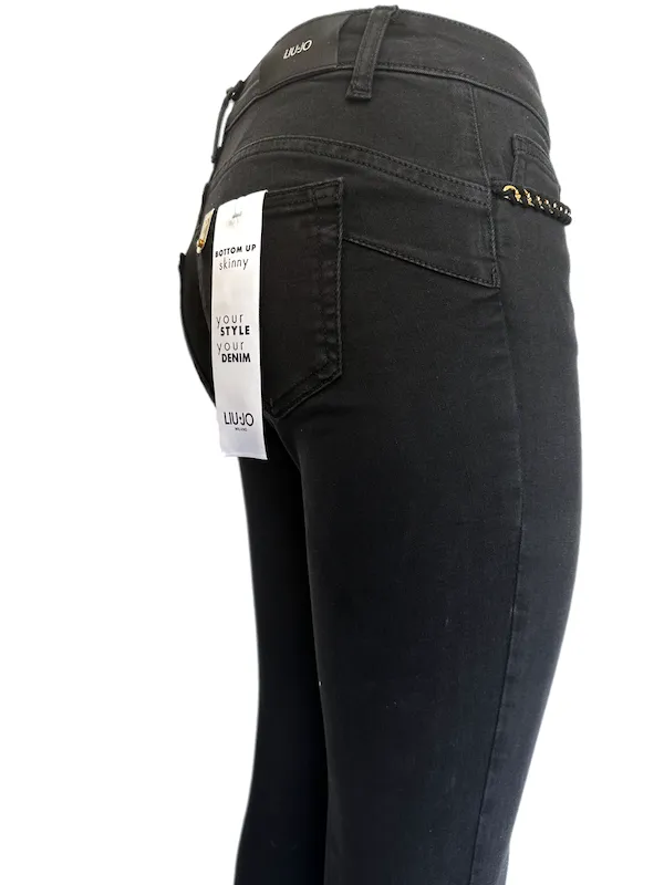 Liujo Jeans – UF3001 D4376 – Skinny bottom Up – Col. Nero Con Catena