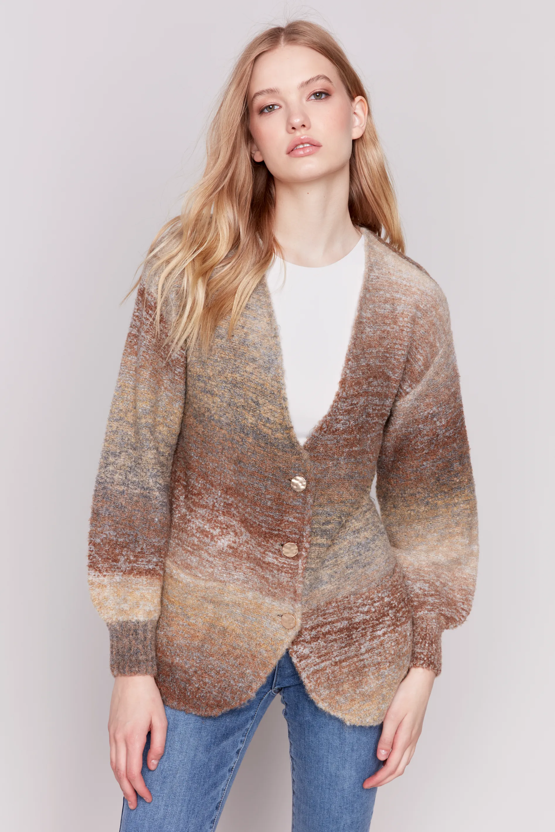 Long Sleeve Boucle Sweater Cardigan