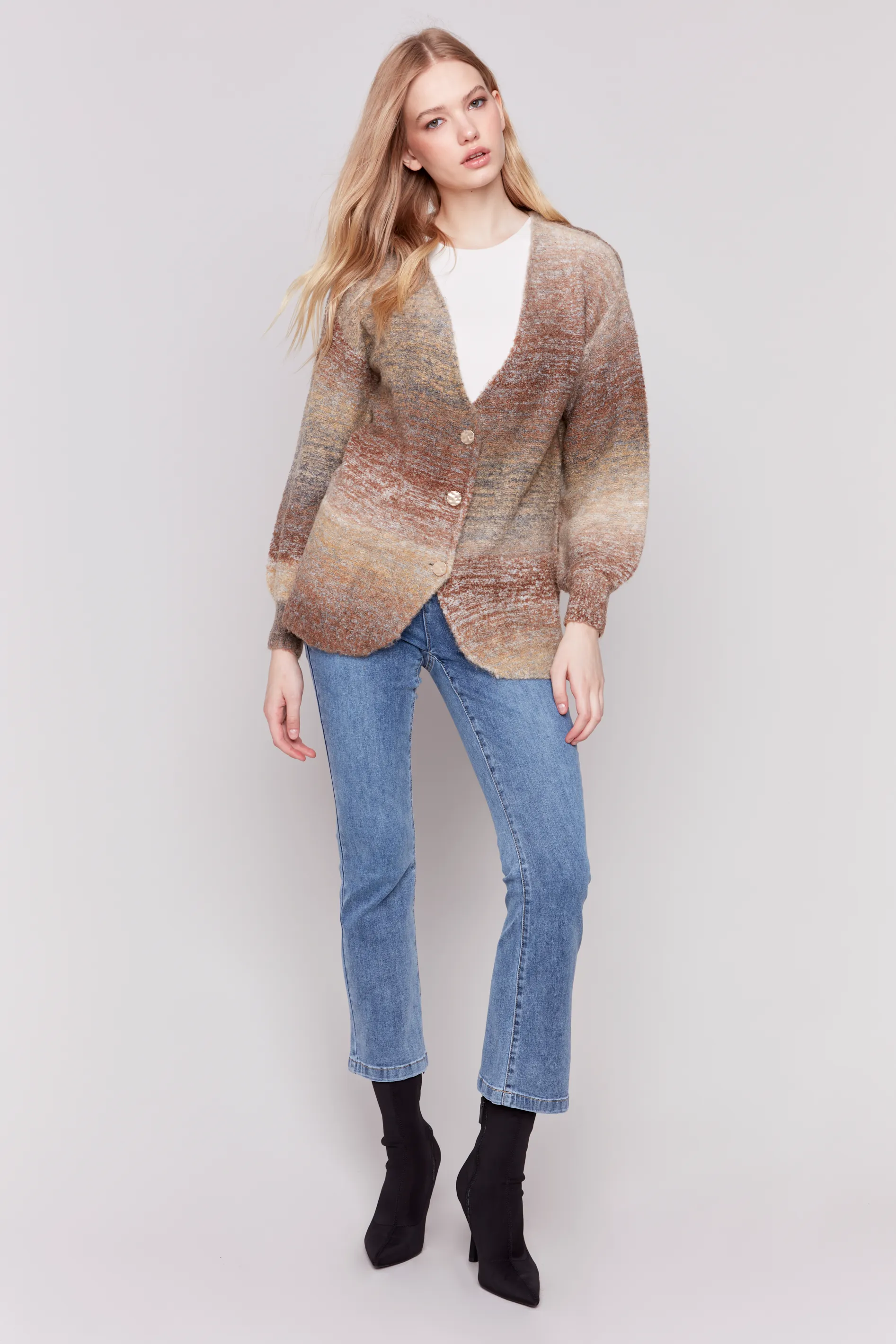 Long Sleeve Boucle Sweater Cardigan