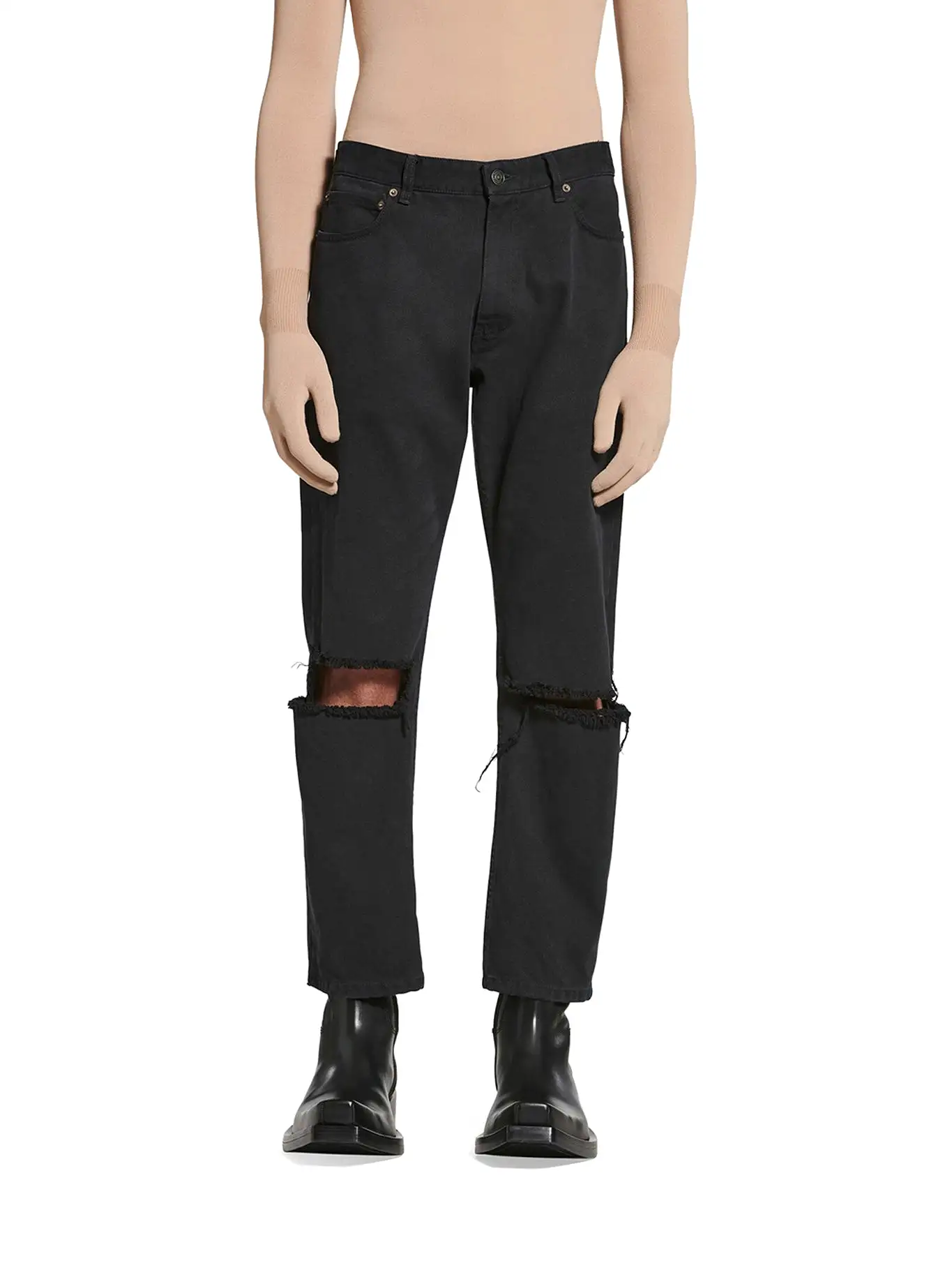 LOOSE FIT BUCKLE PANTS IN BLACK