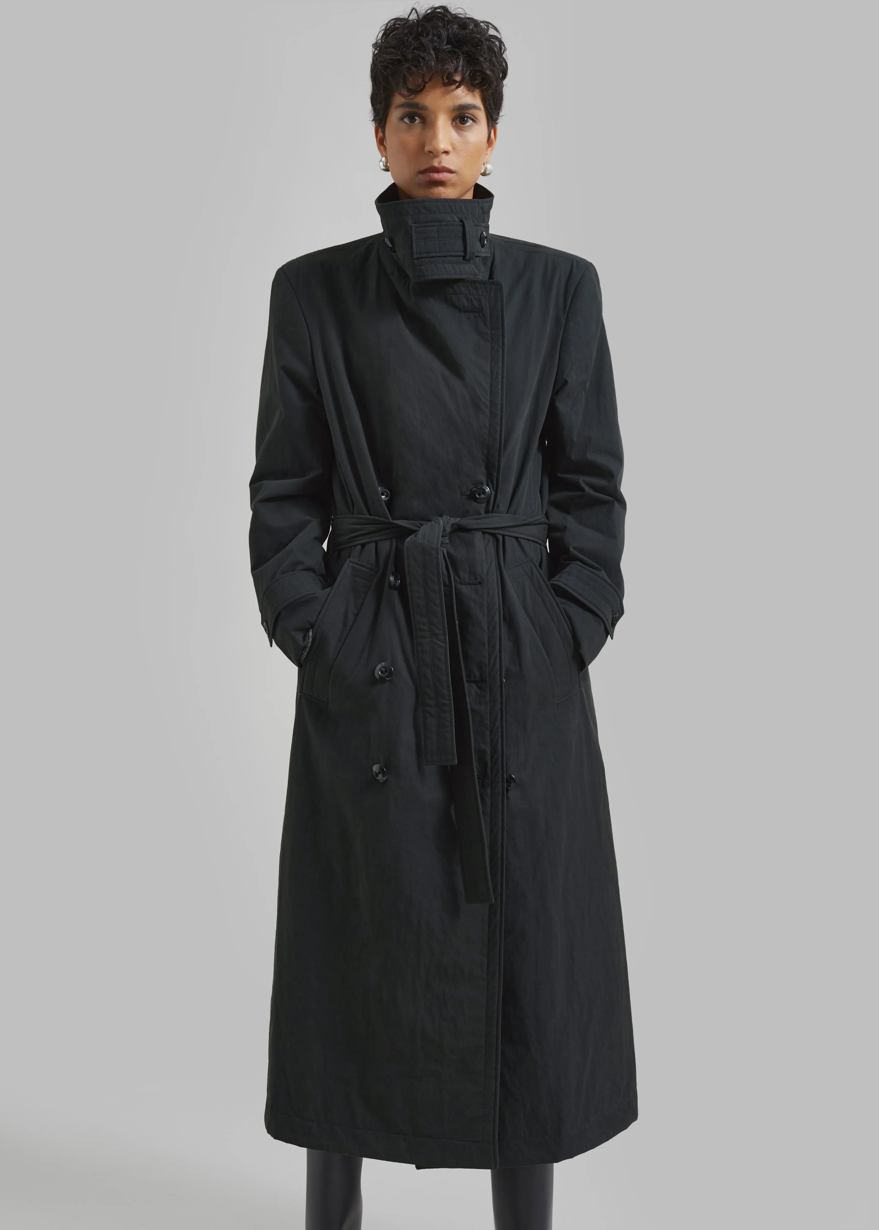 Low Classic Padded Sleek Long Coat - Charcoal