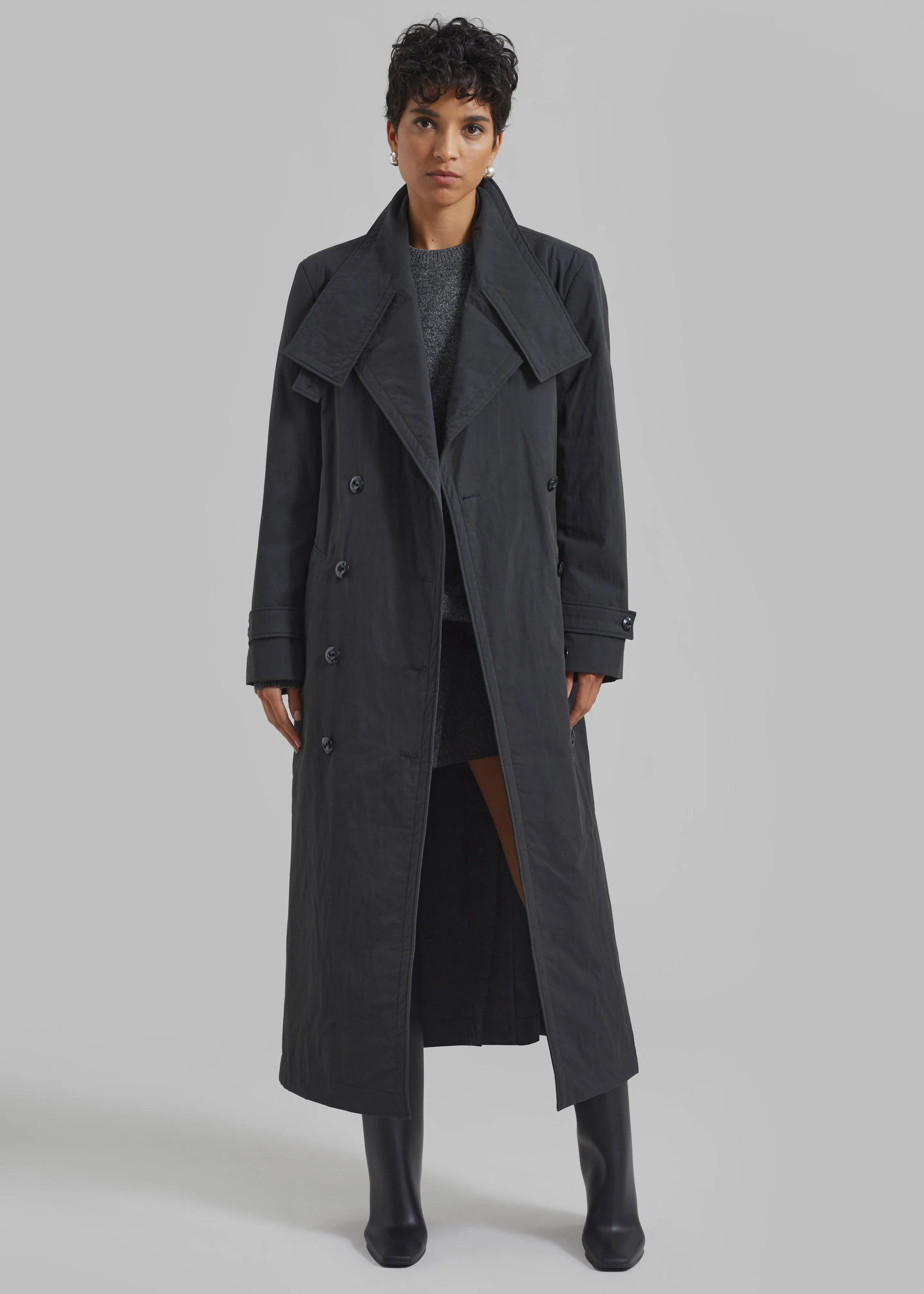 Low Classic Padded Sleek Long Coat - Charcoal