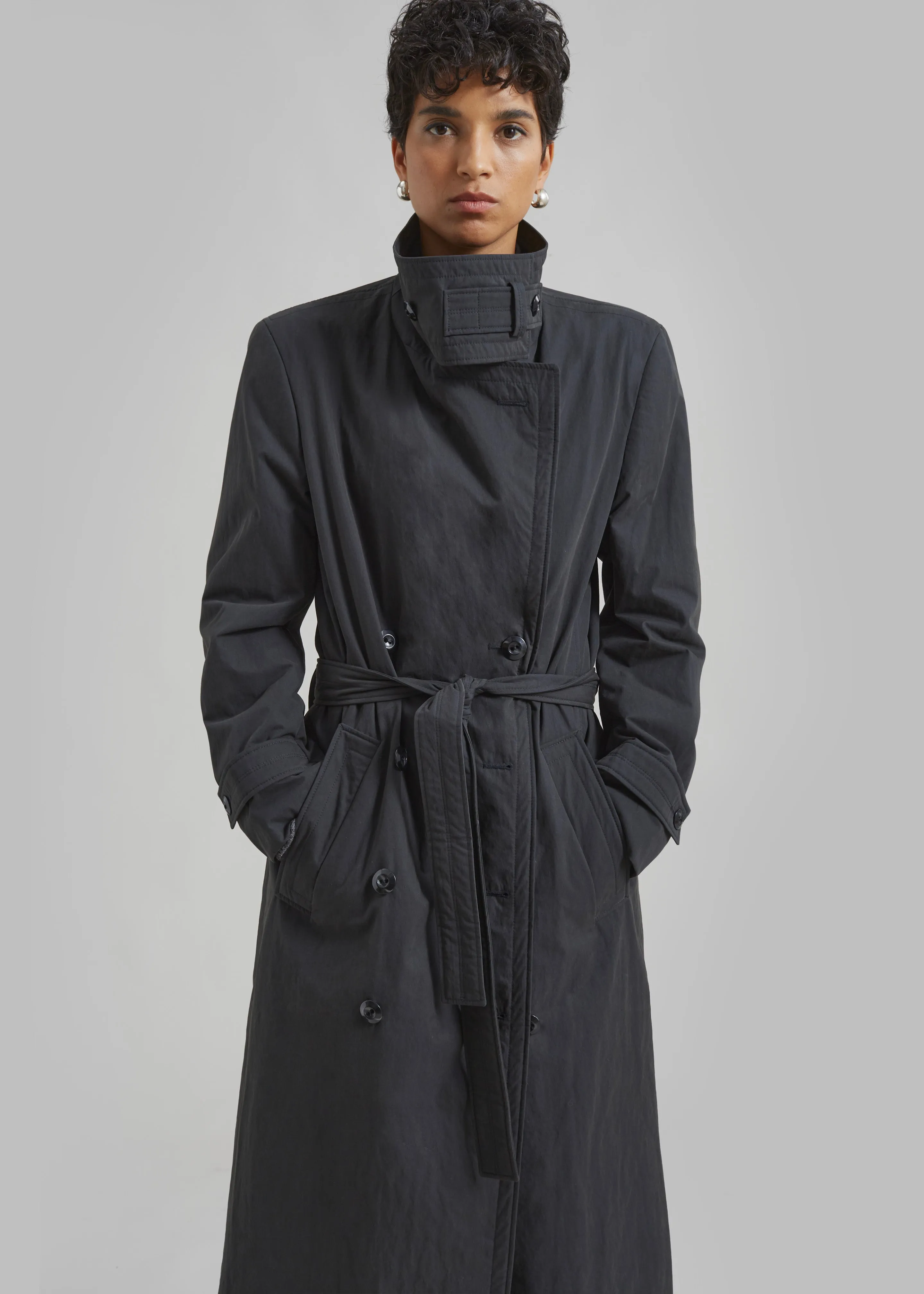 Low Classic Padded Sleek Long Coat - Charcoal