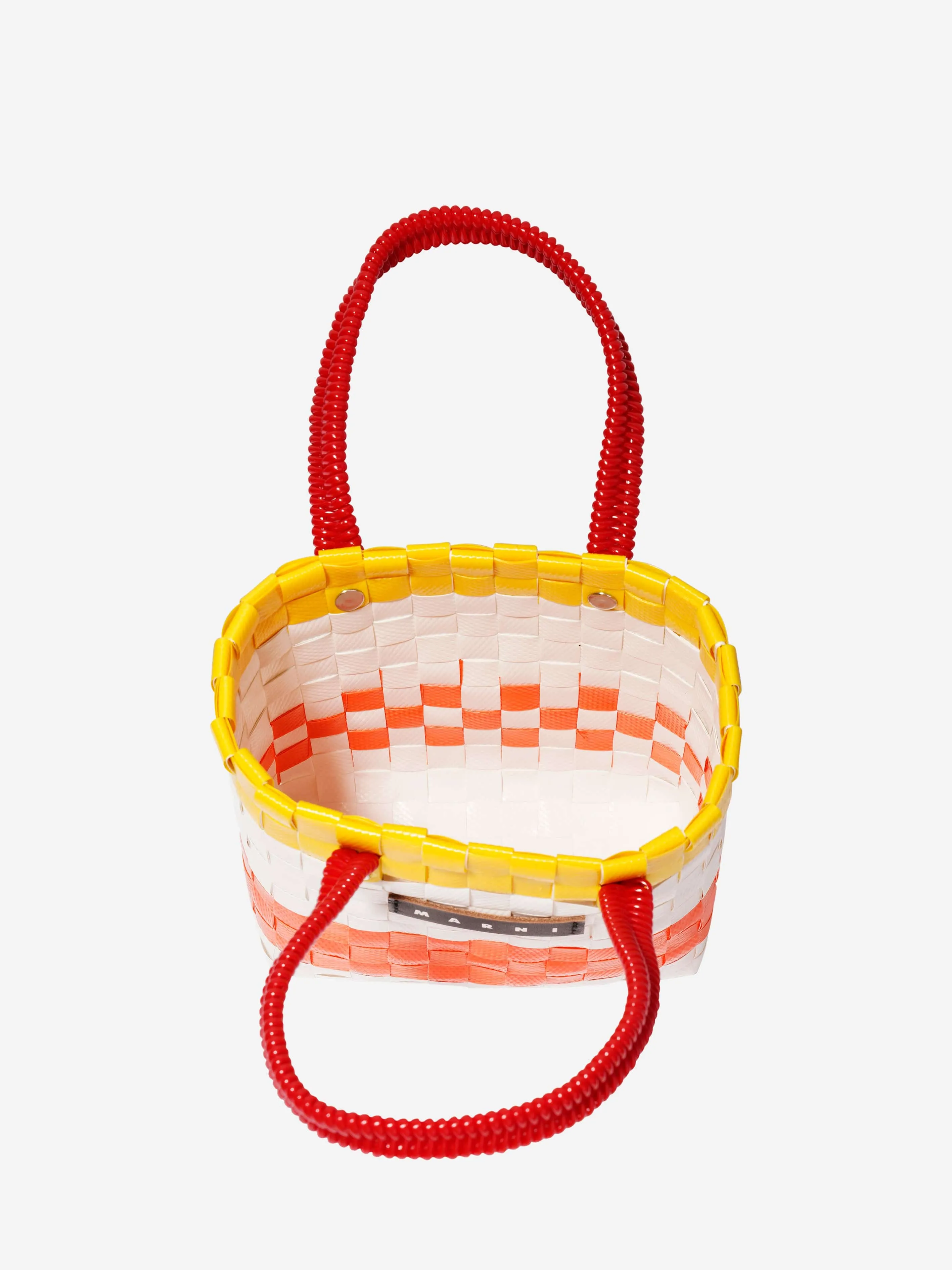 MARNI Girls Basket Tote Bag in White