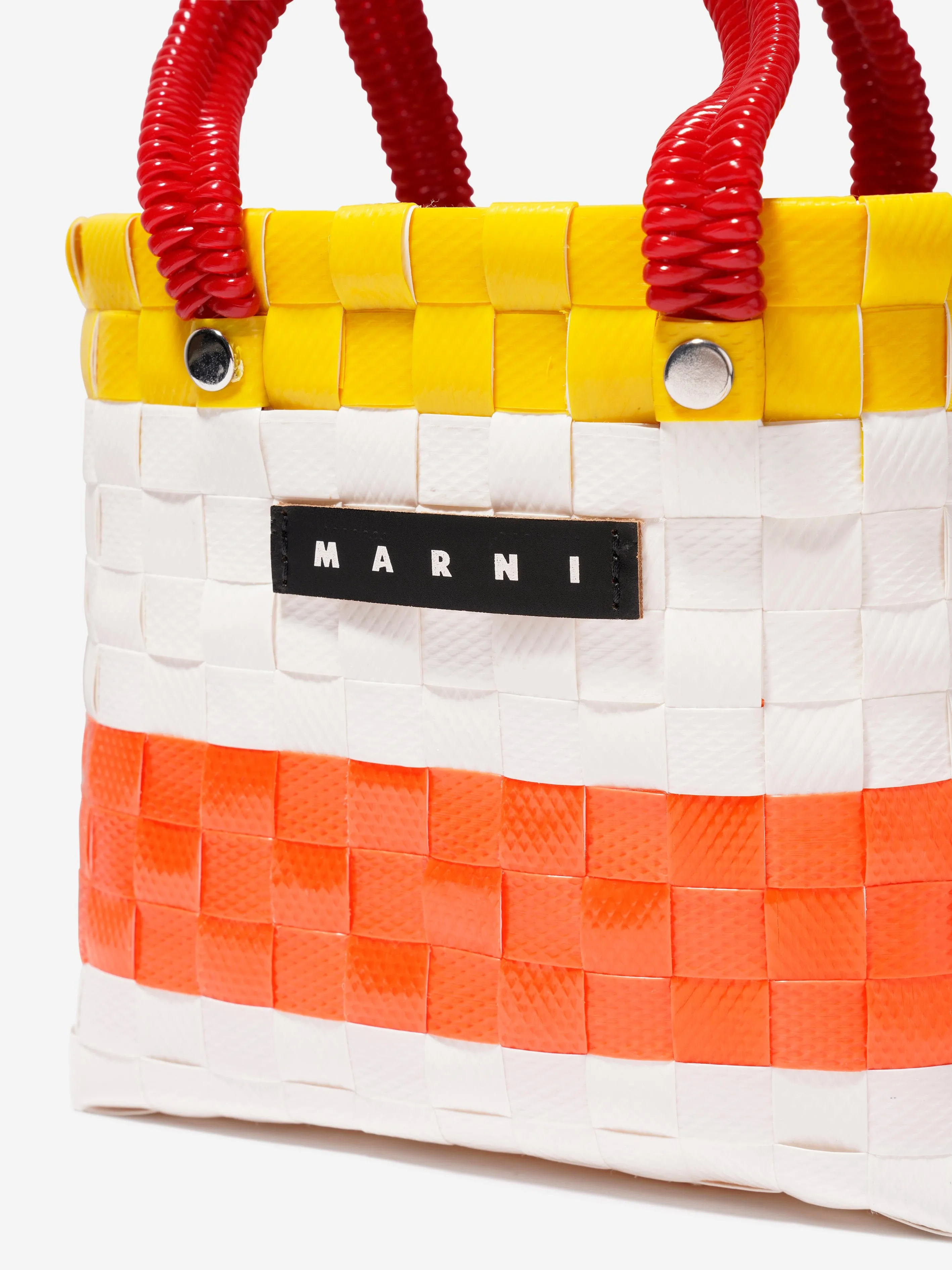 MARNI Girls Basket Tote Bag in White