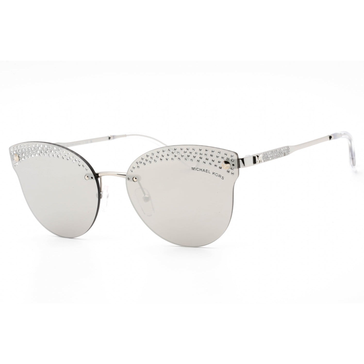 Michael Kors 0MK1130B Sunglasses Silver / Silver Mirror With Crystals Women's