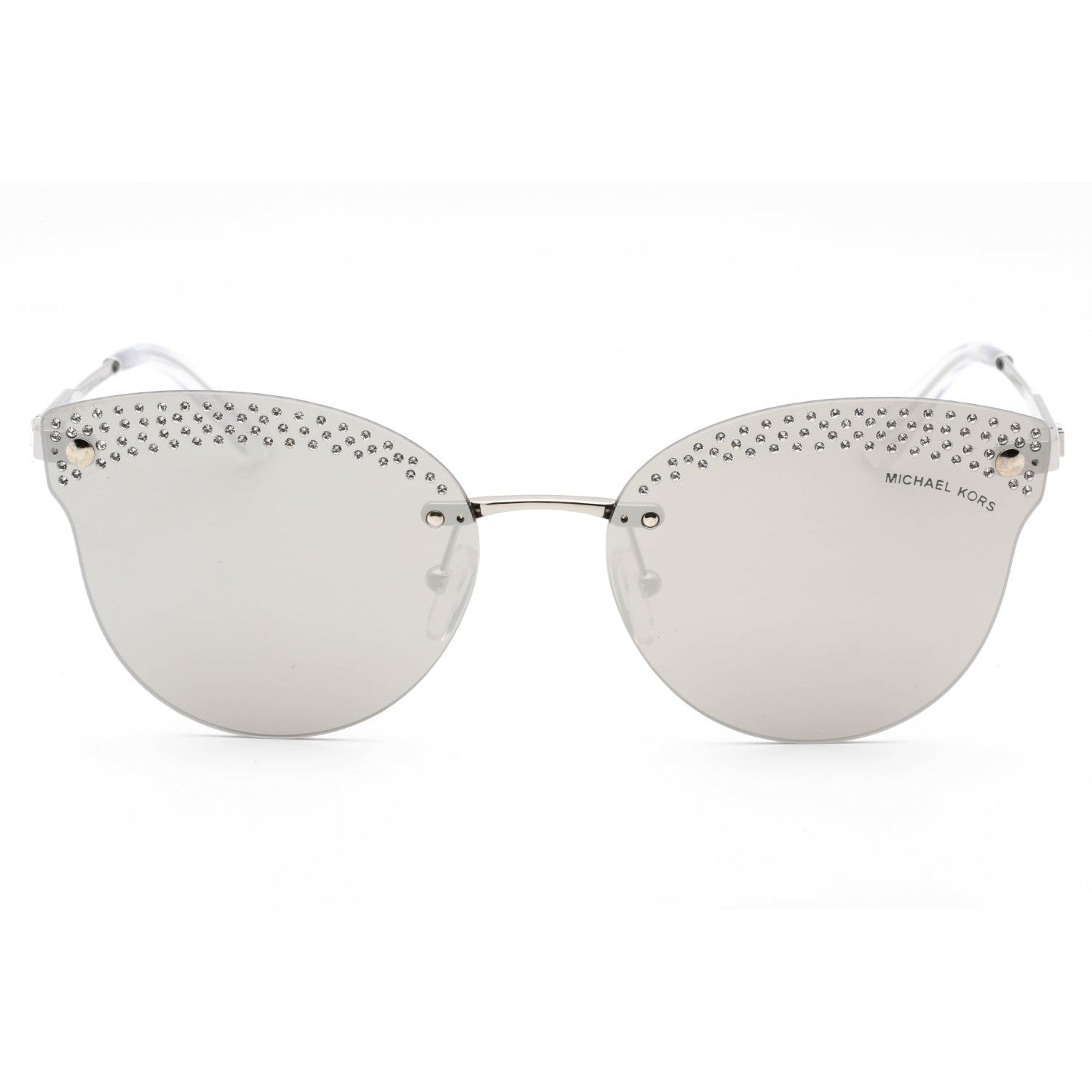 Michael Kors 0MK1130B Sunglasses Silver / Silver Mirror With Crystals Women's