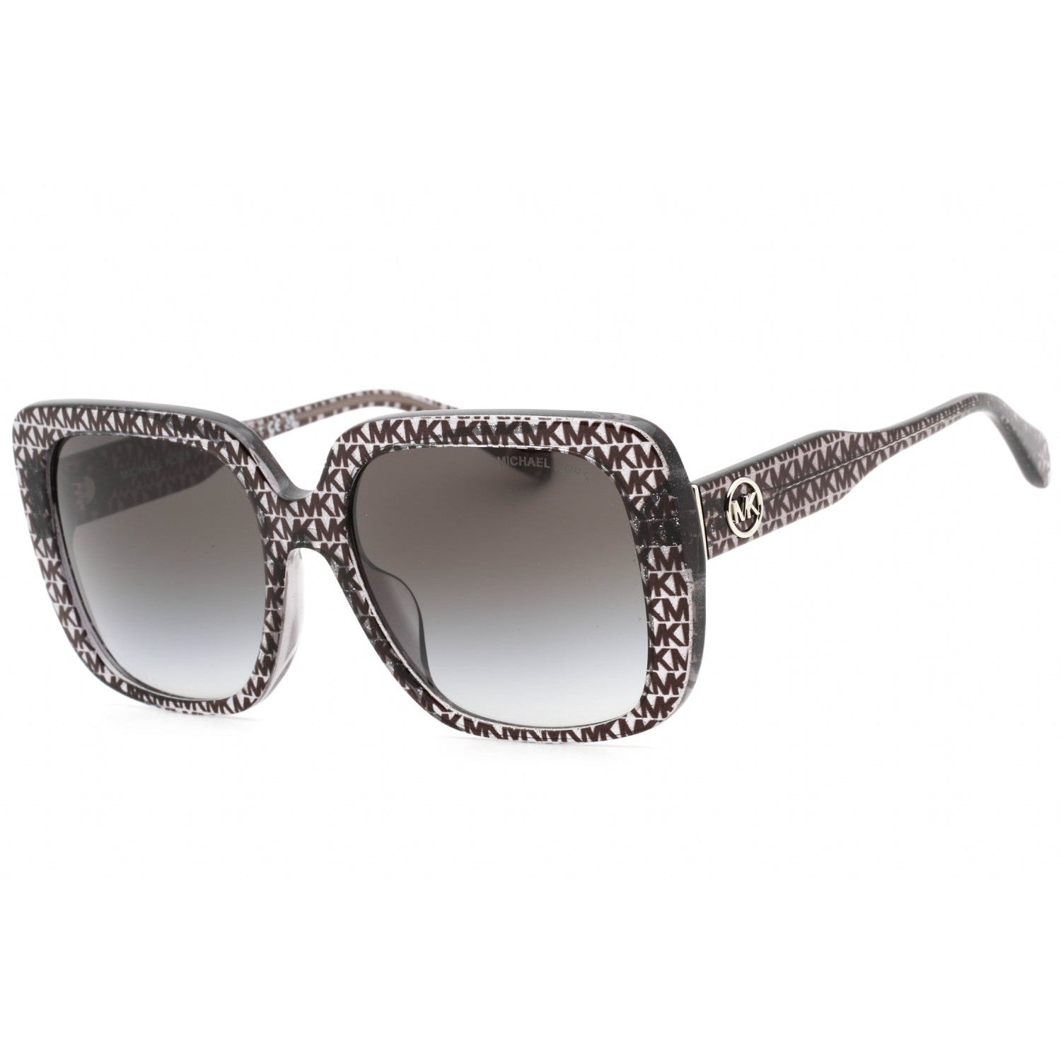 Michael Kors 0MK2183U Sunglasses Pattern Black MK Glitter Logo/Grey Gradient Women's