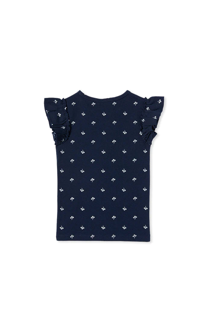 Milky Navy Floral Rib Tee